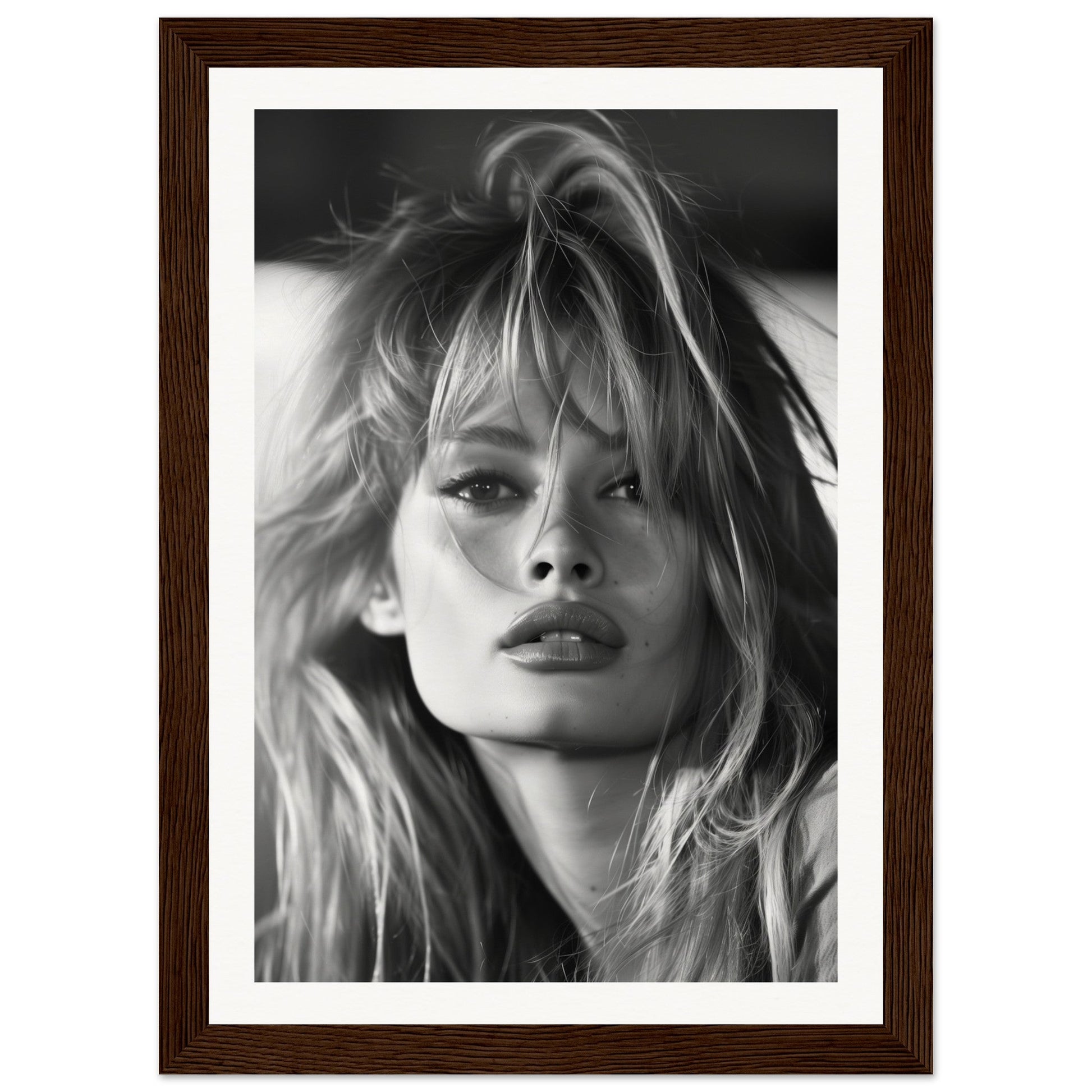 Affiche Brigitte Bardot Noir et Blanc ( 21x29.7-cm-Bois-foncé)