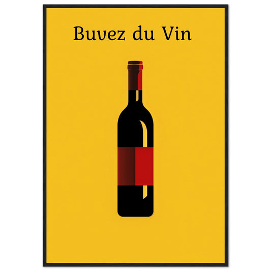 Affiche Buvez du Vin ( 70x100-cm-Bois-noir)