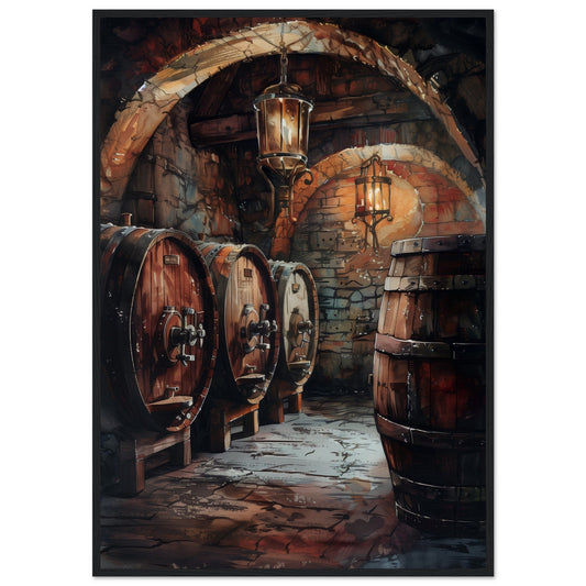 Affiche Cave à Vin ( 70x100-cm-Bois-noir)