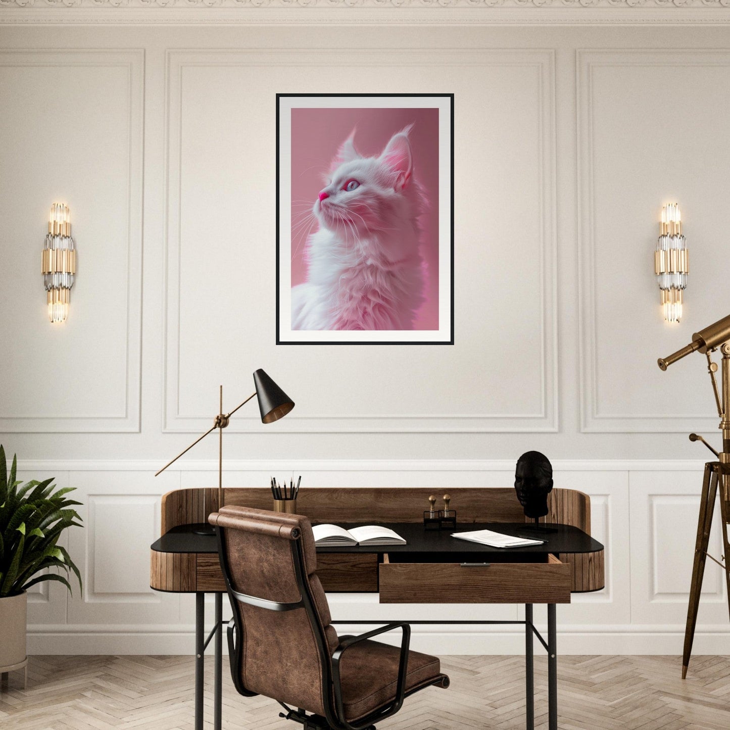 Affiche Chat Rose ( )