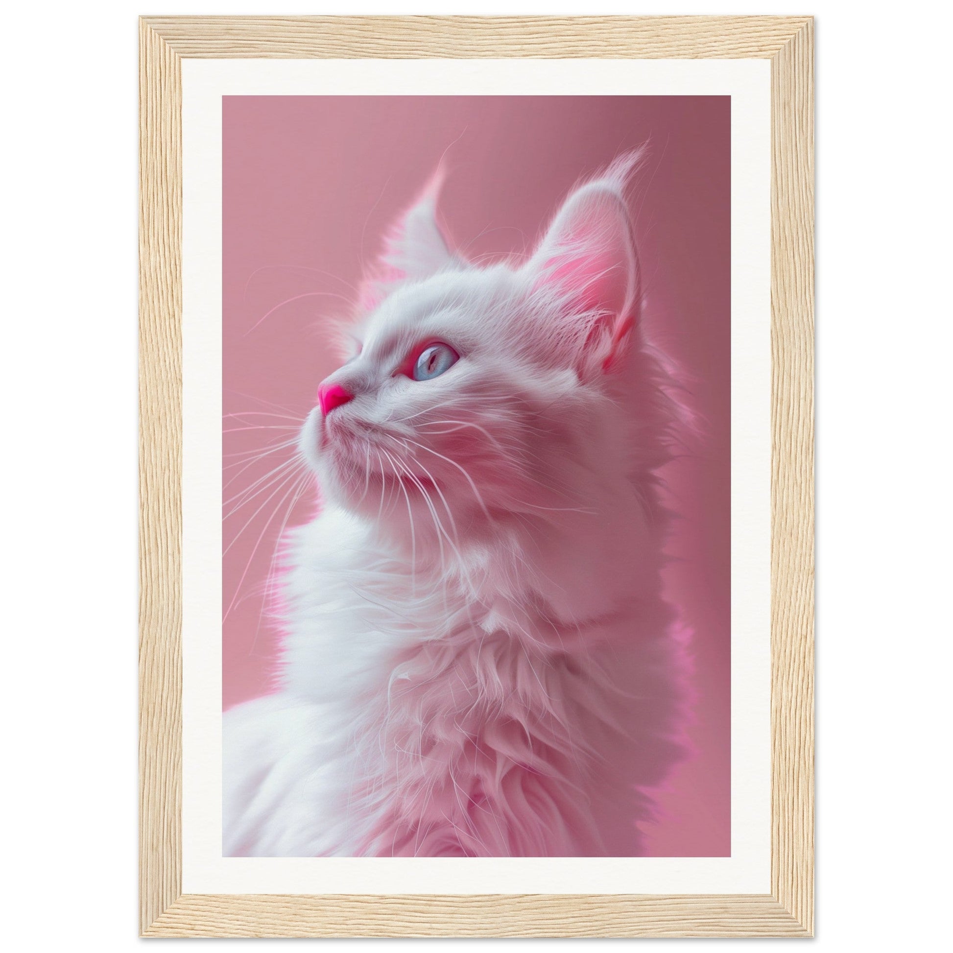 Affiche Chat Rose ( 21x29.7-cm-Bois-clair)