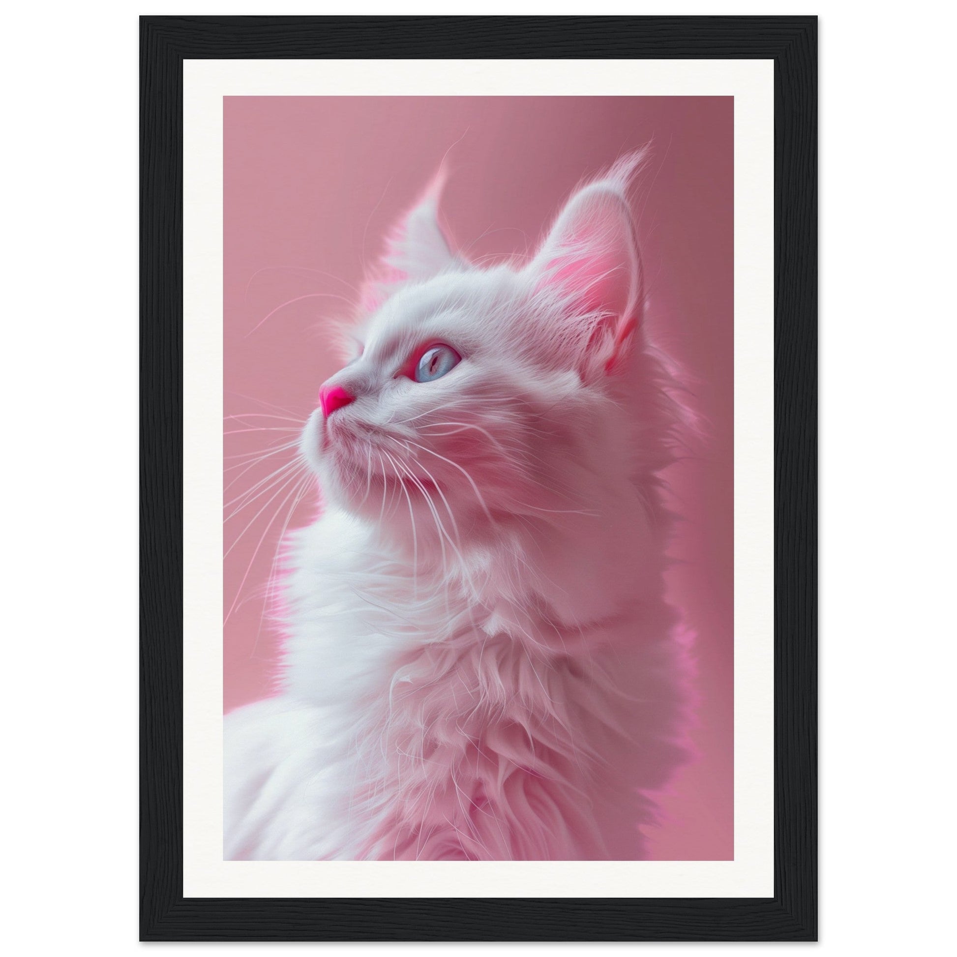 Affiche Chat Rose ( 21x29.7-cm-Bois-noir)