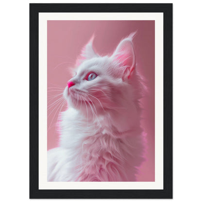 Affiche Chat Rose ( 21x29.7-cm-Bois-noir)