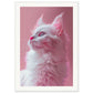 Affiche Chat Rose ( 70x100-cm-Bois-blanc)