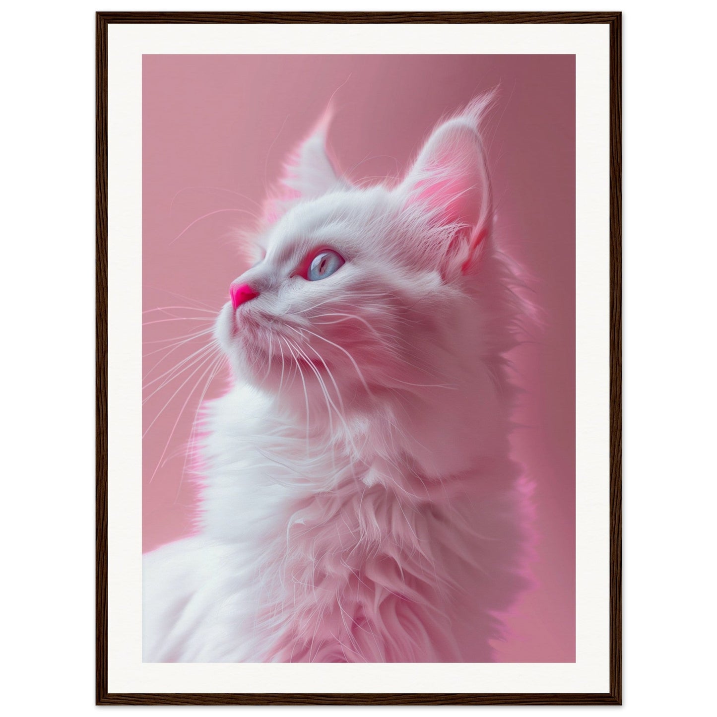 Affiche Chat Rose ( 60x80-cm-Bois-foncé)