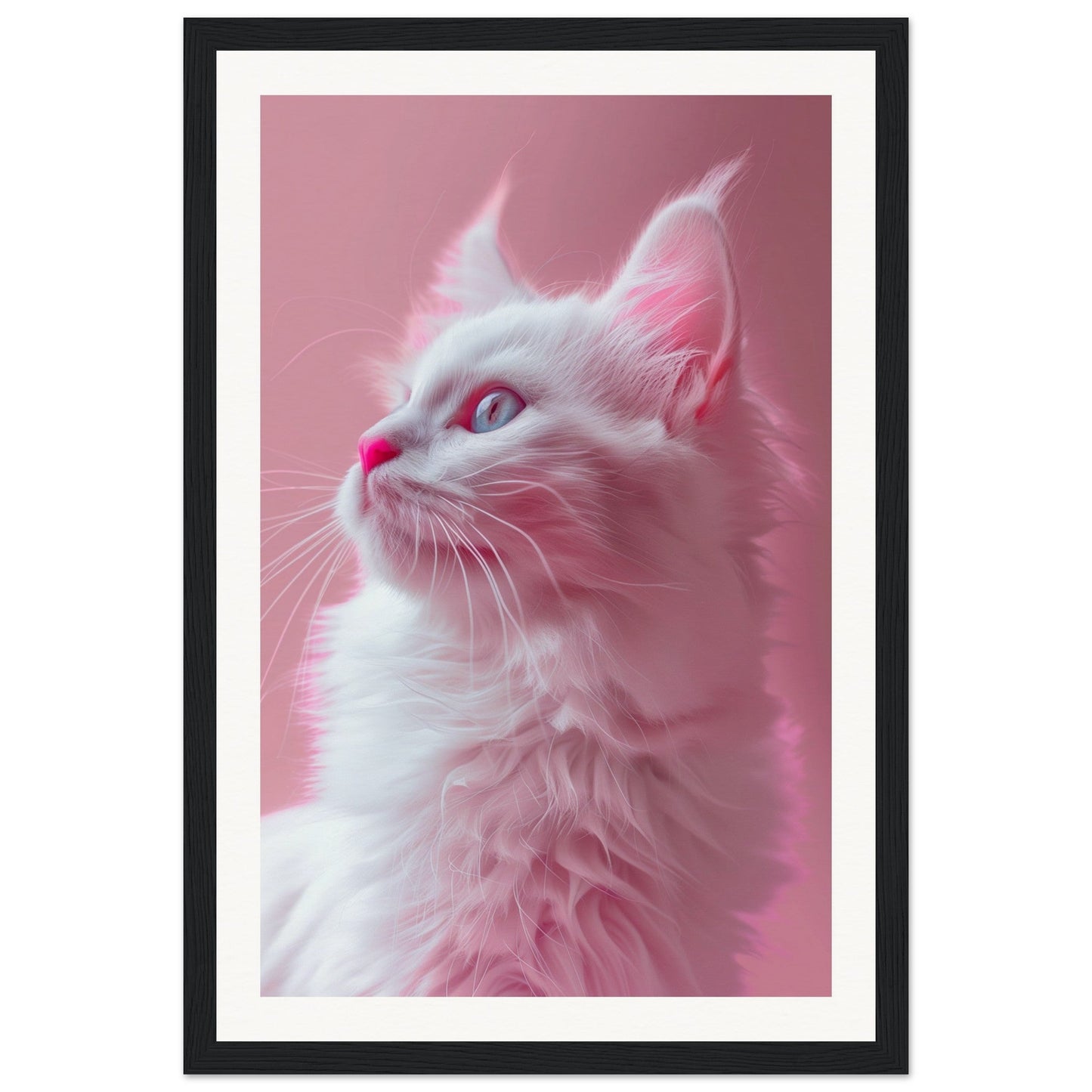 Affiche Chat Rose ( 30x45-cm-Bois-noir)