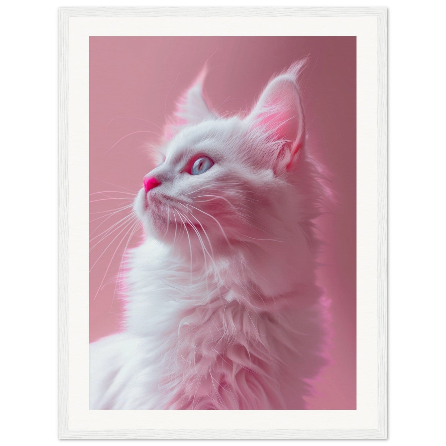 Affiche Chat Rose ( 45x60-cm-Bois-blanc)