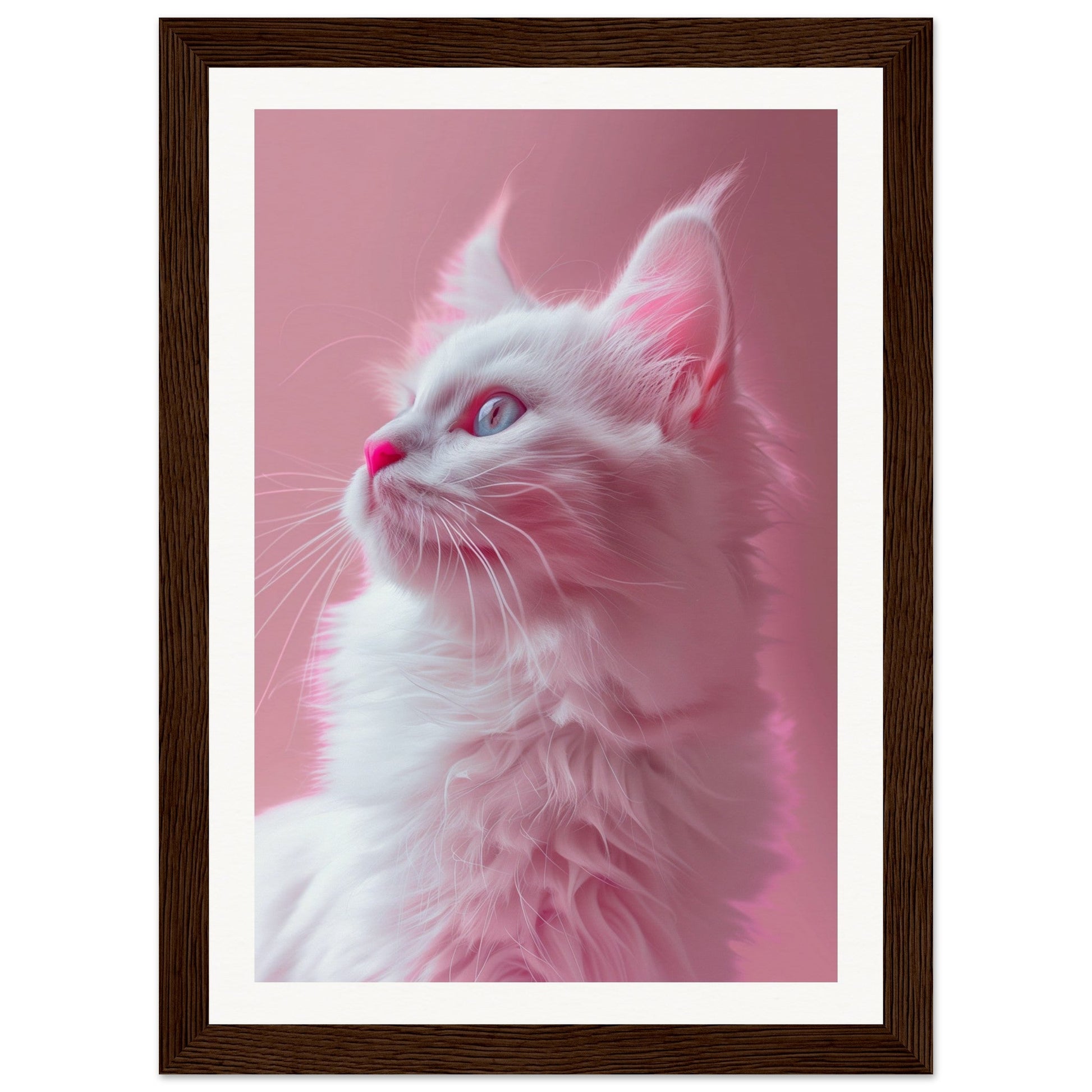 Affiche Chat Rose ( 21x29.7-cm-Bois-foncé)