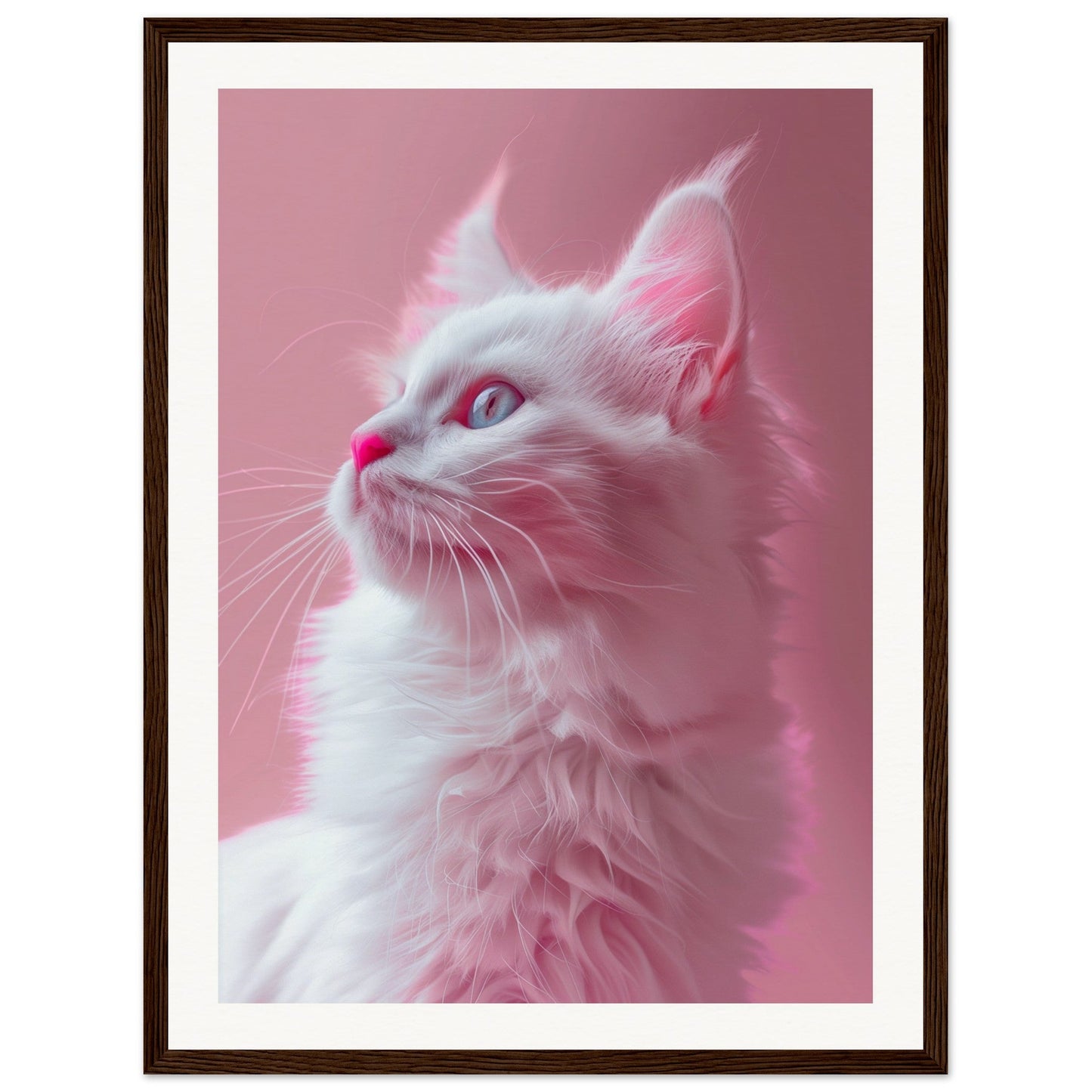 Affiche Chat Rose ( 45x60-cm-Bois-foncé)