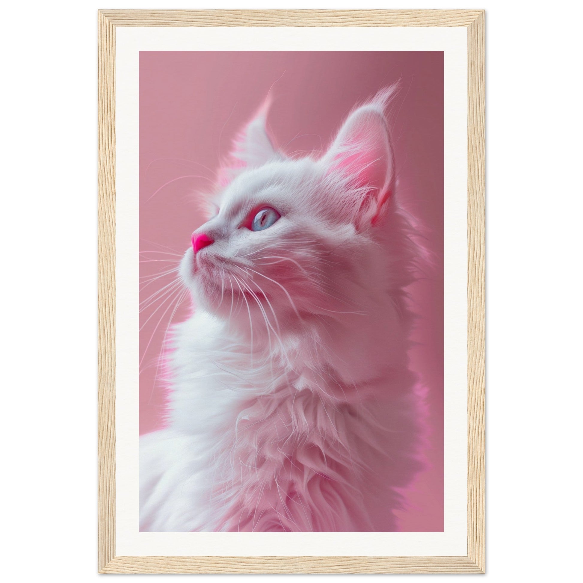 Affiche Chat Rose ( 30x45-cm-Bois-clair)