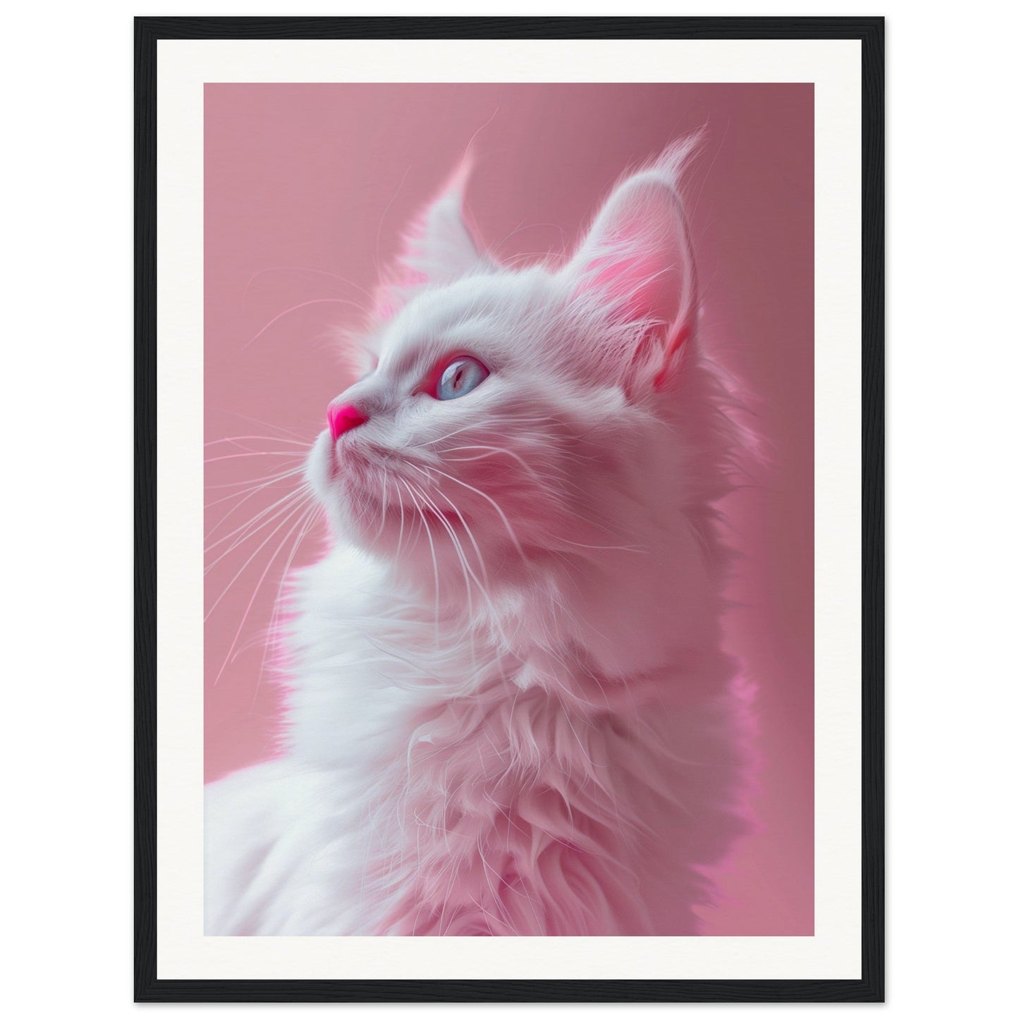 Affiche Chat Rose ( 45x60-cm-Bois-noir)