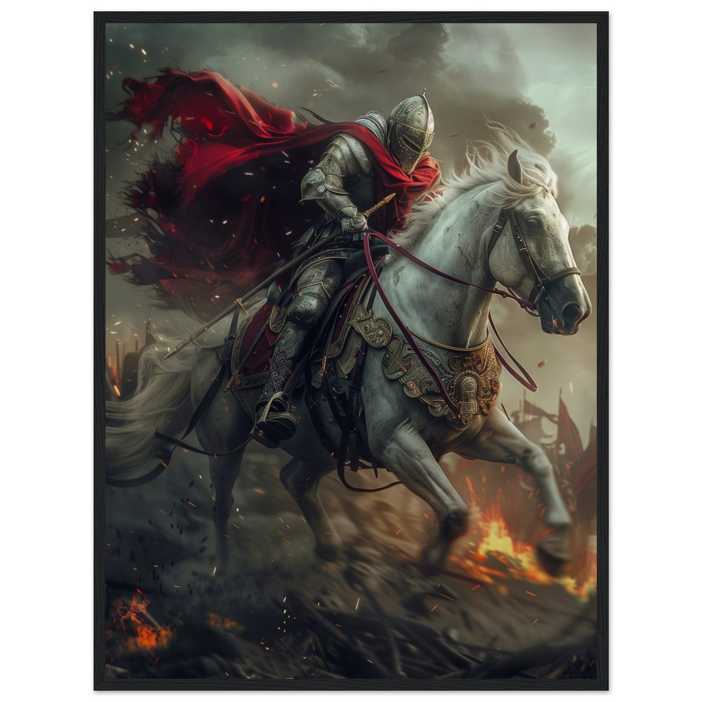 Affiche Cheval De Guerre ( 60x80-cm-Bois-noir)