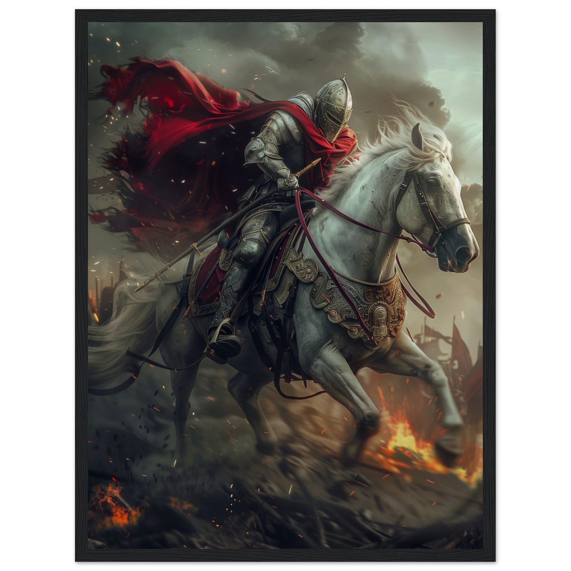 Affiche Cheval De Guerre ( 45x60-cm-Bois-noir)