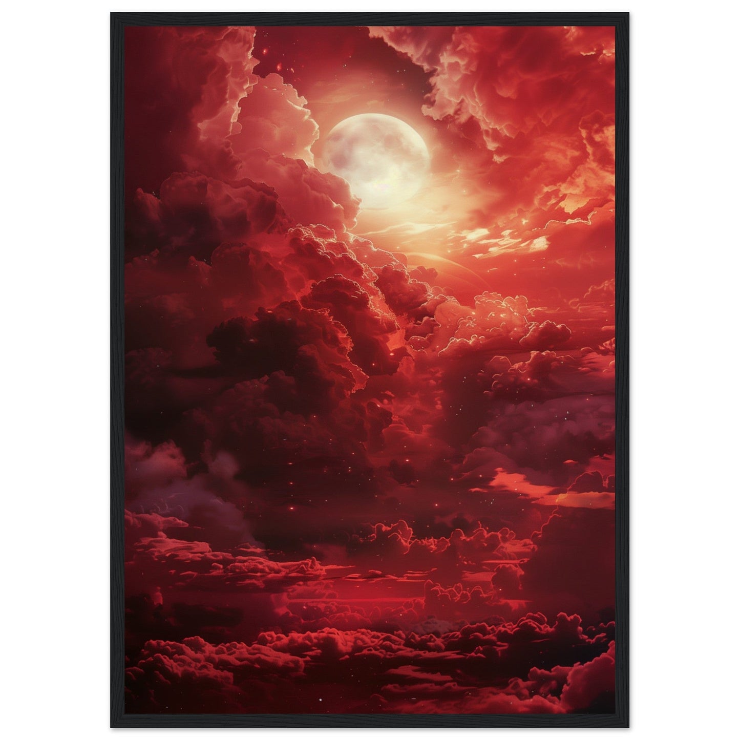 Affiche Ciel Rouge Affiche ( 50x70-cm-Bois-noir)