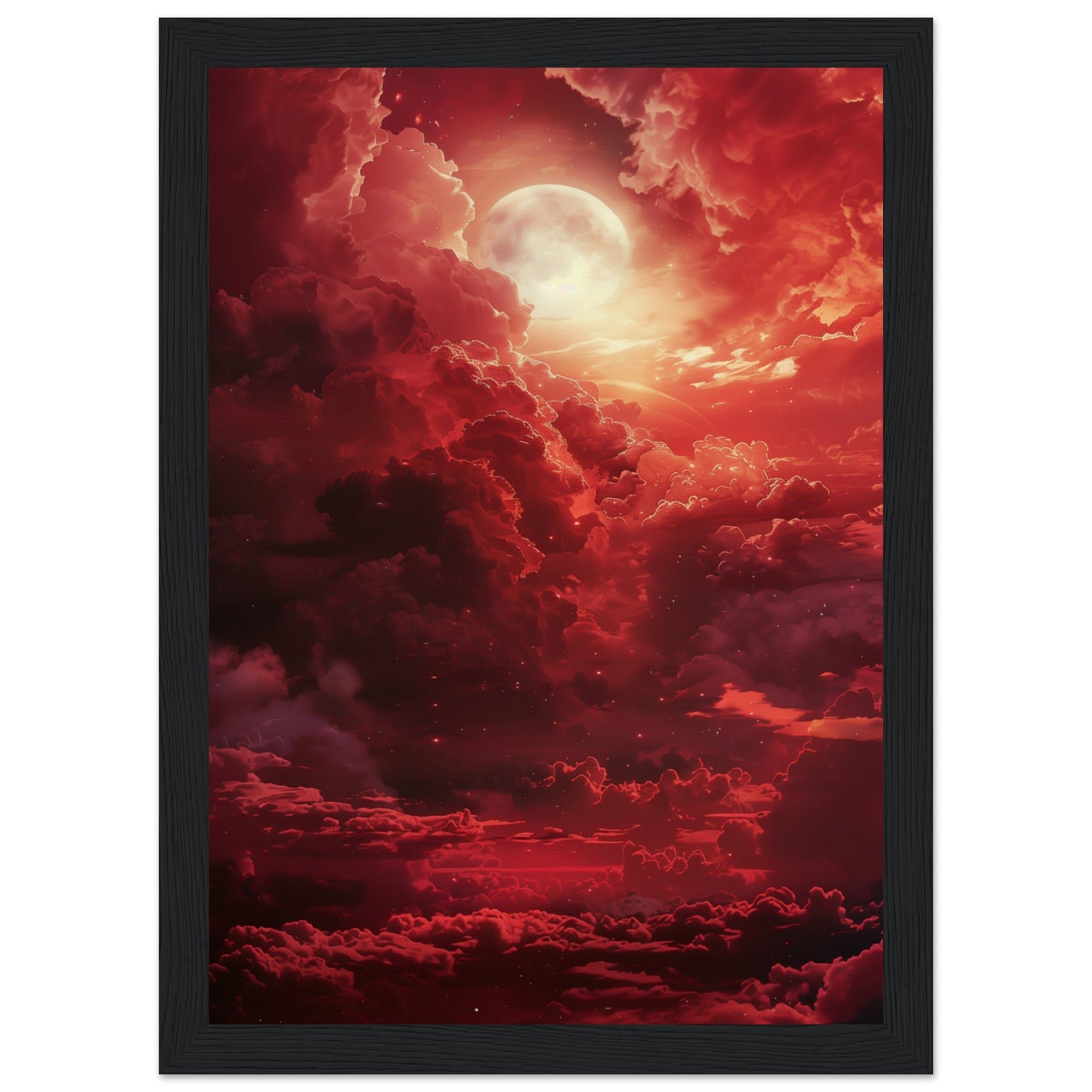 Affiche Ciel Rouge Affiche ( 21x29.7-cm-Bois-noir)