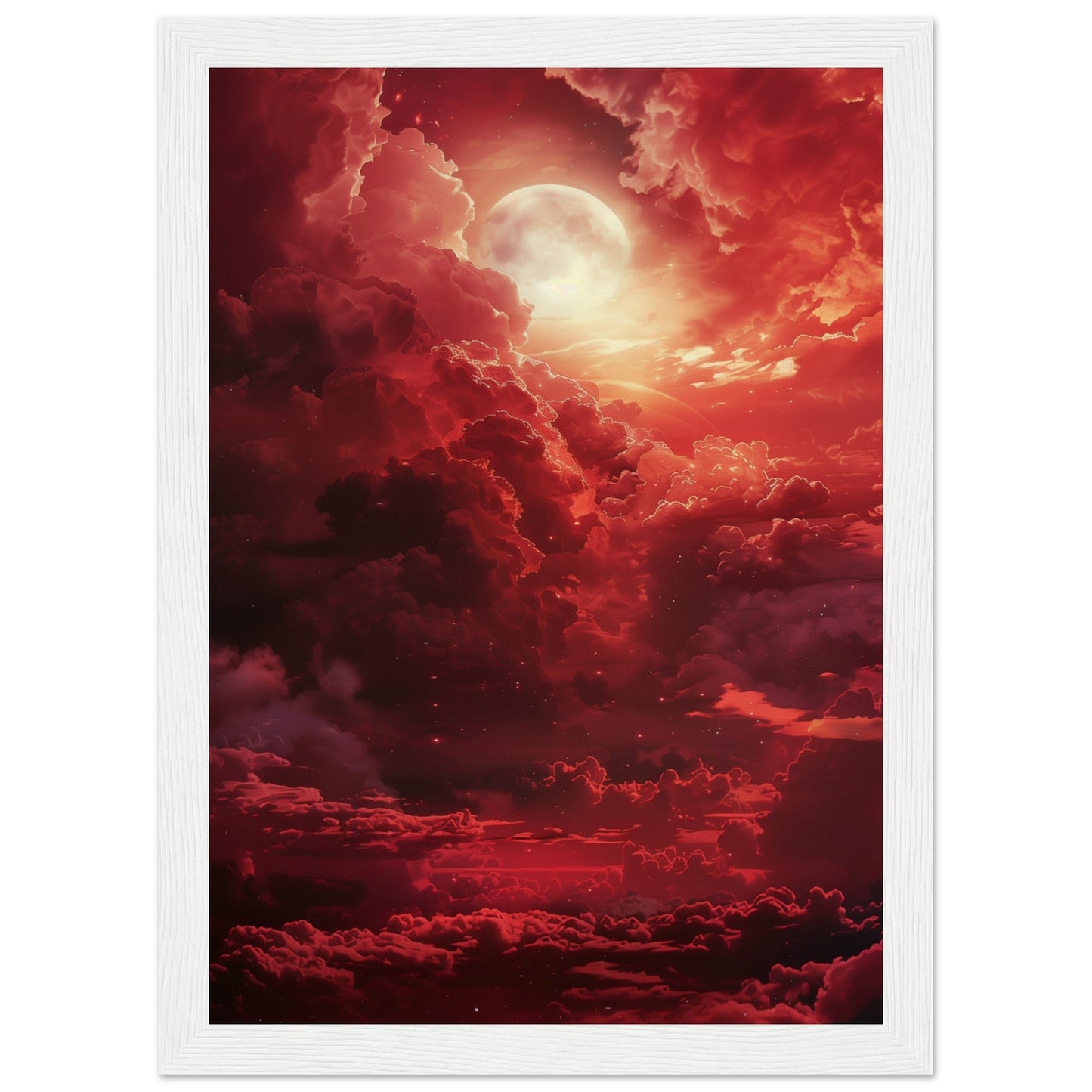 Affiche Ciel Rouge Affiche ( 21x29.7-cm-Bois-blanc)