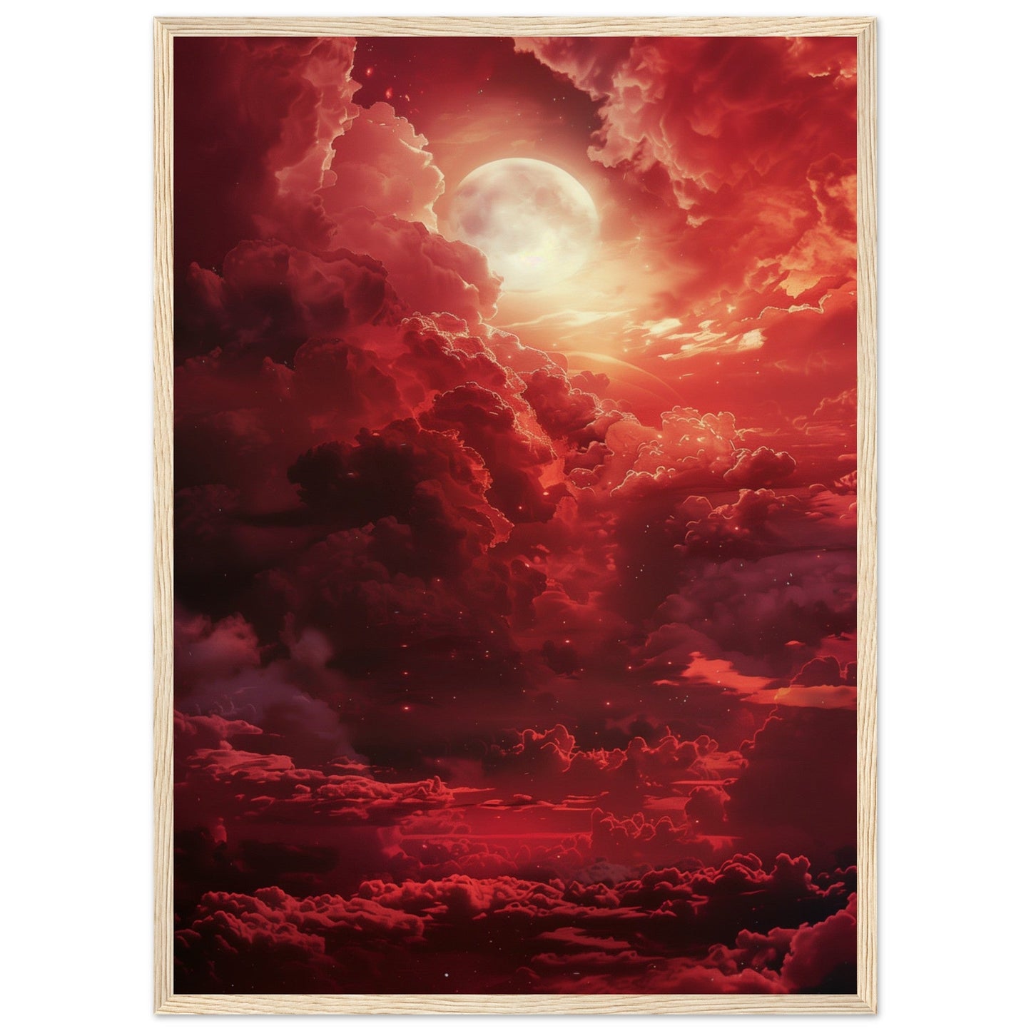 Affiche Ciel Rouge Affiche ( 50x70-cm-Bois-clair)