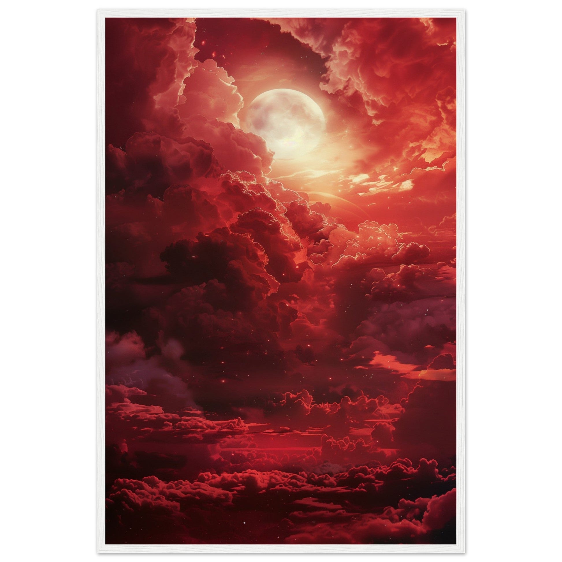 Affiche Ciel Rouge Affiche ( 60x90-cm-Bois-blanc)