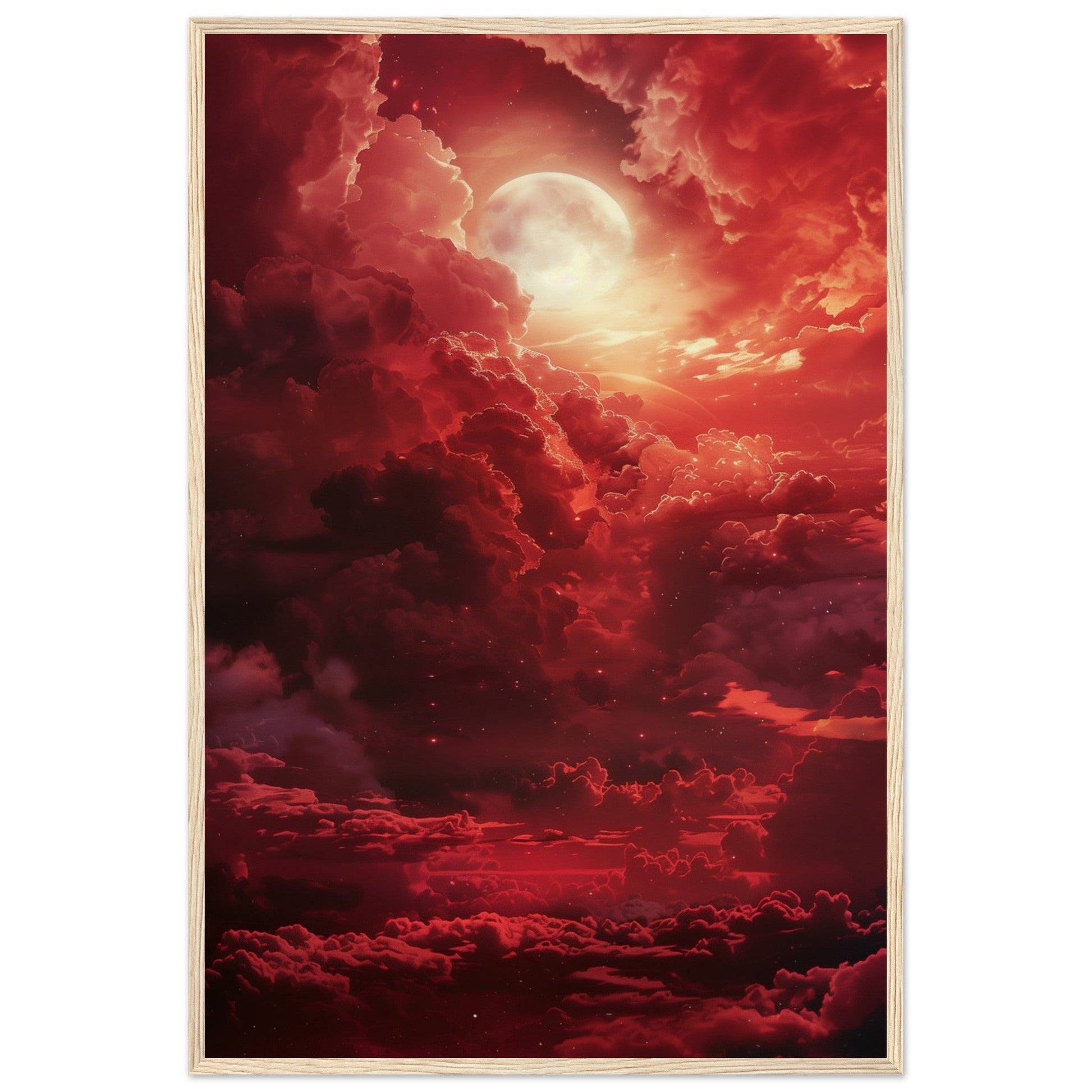 Affiche Ciel Rouge Affiche ( 60x90-cm-Bois-clair)