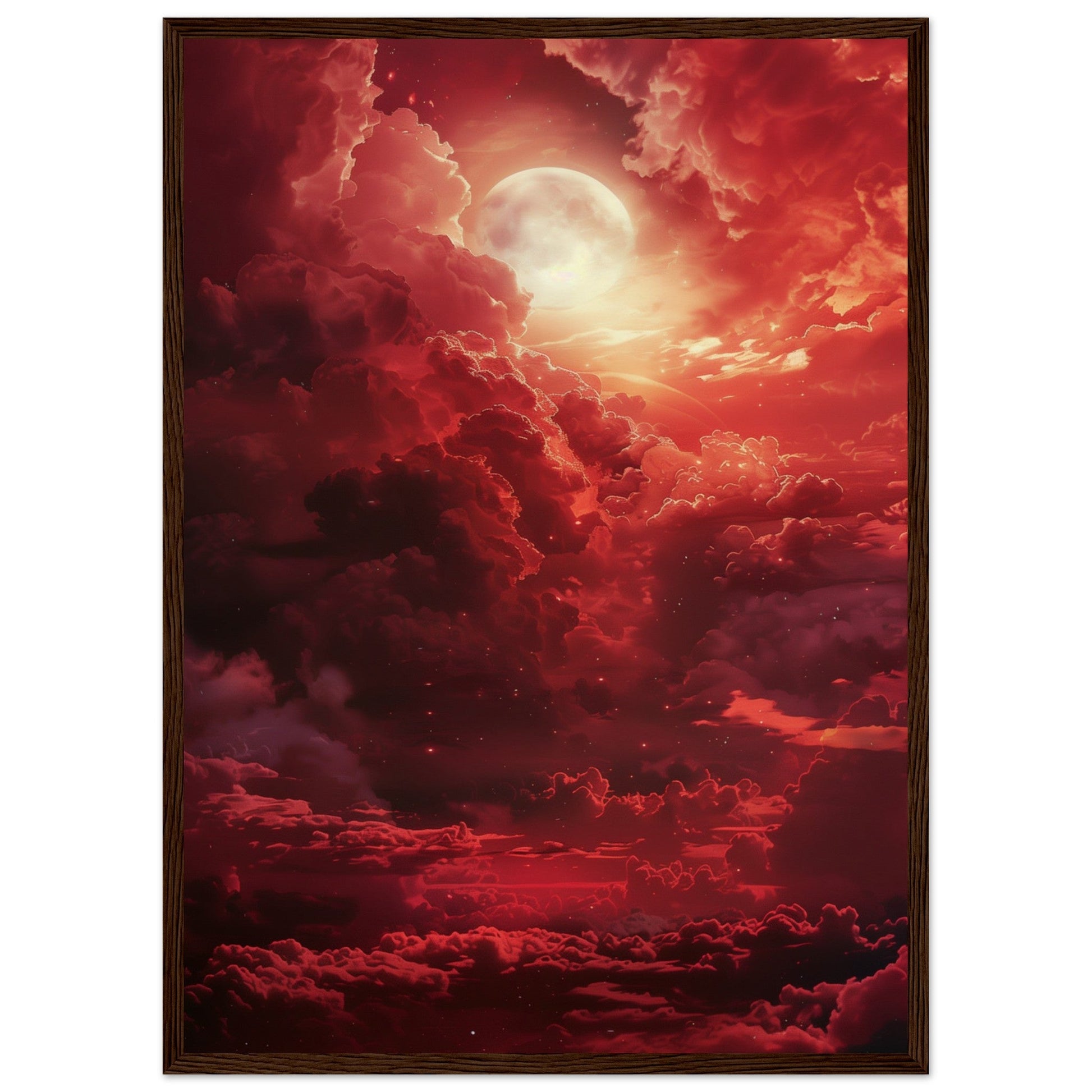 Affiche Ciel Rouge Affiche ( 50x70-cm-Bois-foncé)