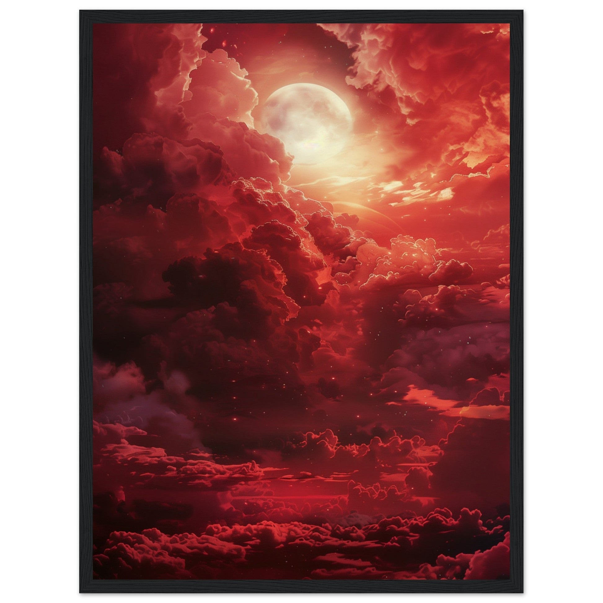 Affiche Ciel Rouge Affiche ( 45x60-cm-Bois-noir)