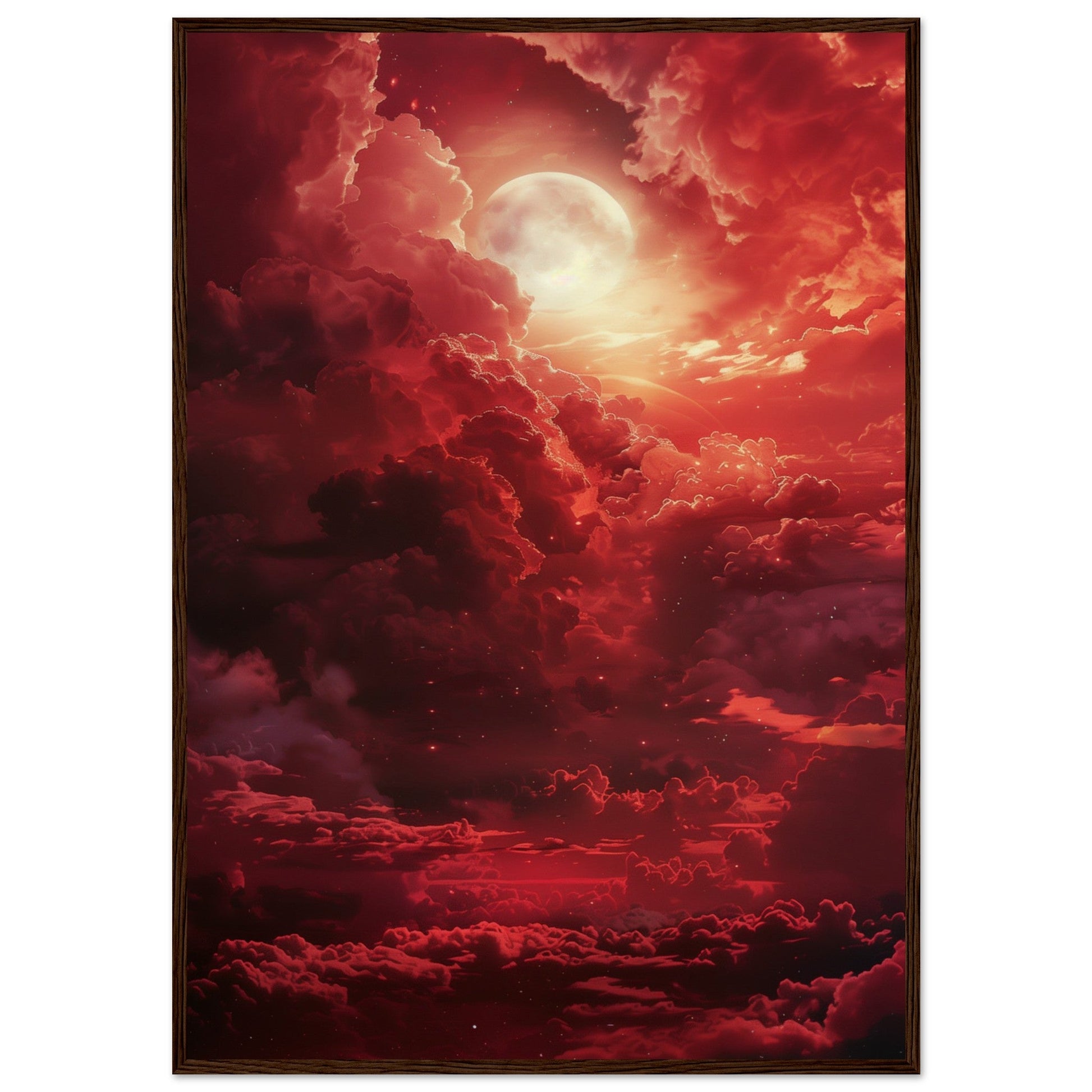 Affiche Ciel Rouge Affiche ( 70x100-cm-Bois-foncé)