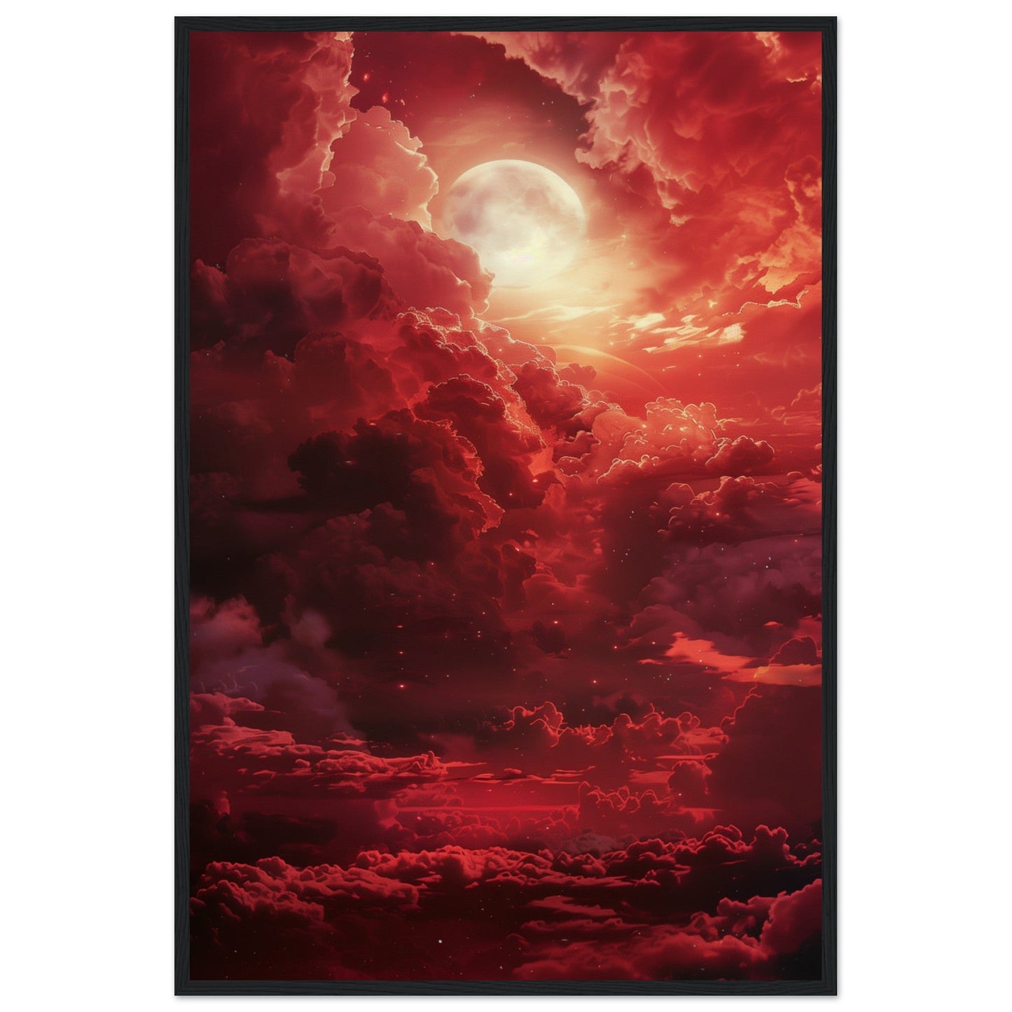 Affiche Ciel Rouge Affiche ( 60x90-cm-Bois-noir)