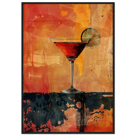 Affiche Cocktail Art ( 70x100-cm-Bois-noir)