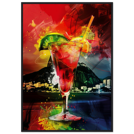 Affiche Cocktail Brazil ( 70x100-cm-Bois-noir)