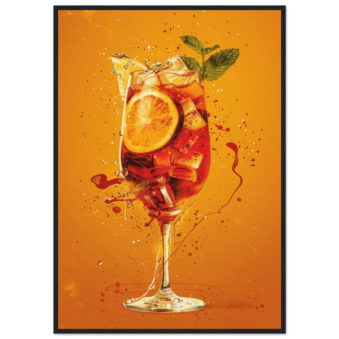 Affiche Cocktail Spritz ( 70x100-cm-Bois-noir)