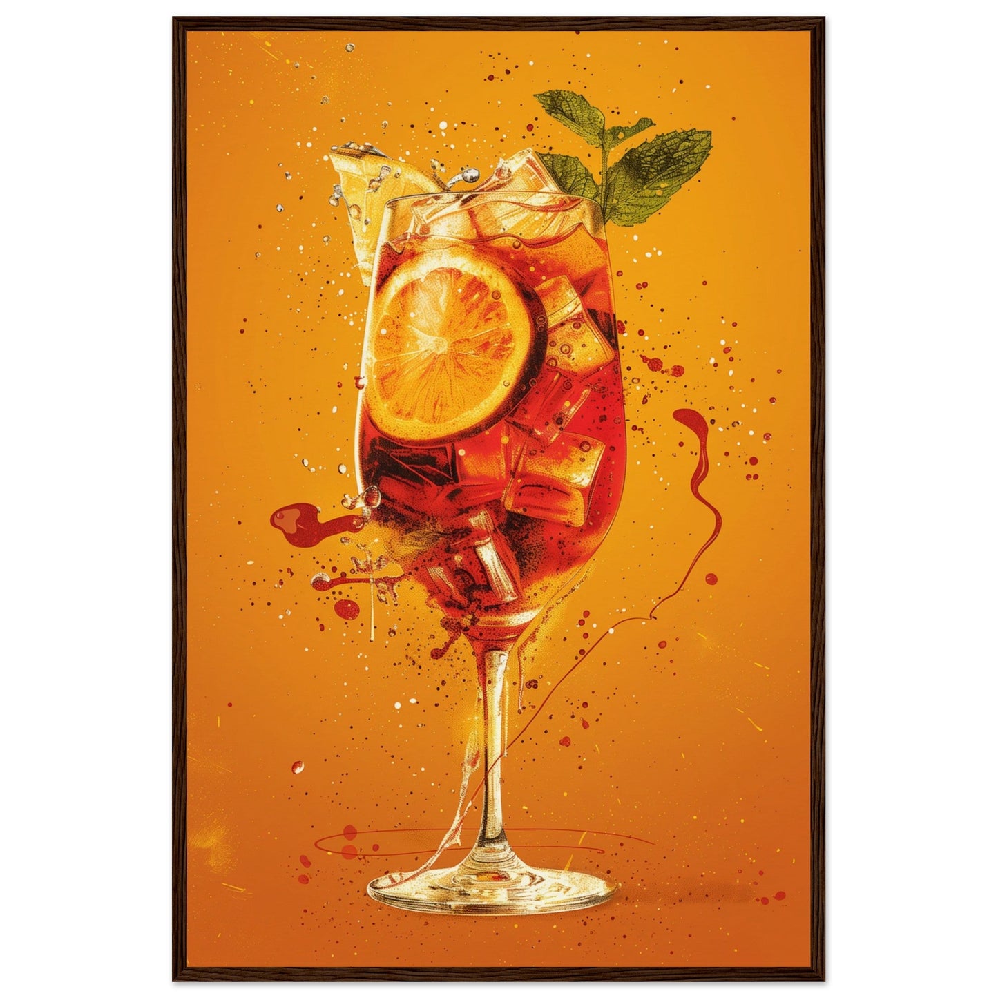 Affiche Cocktail Spritz ( 60x90-cm-Bois-foncé)