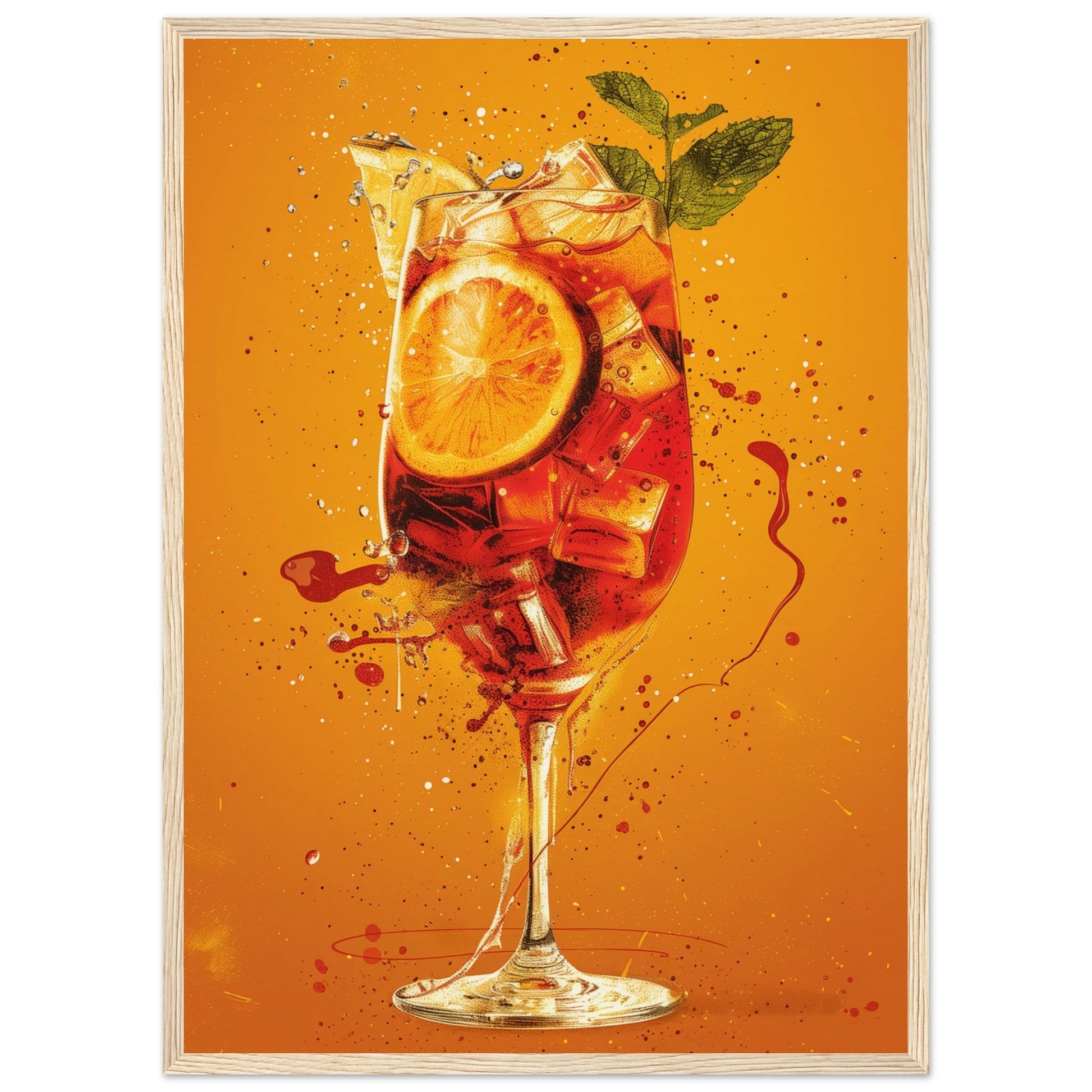 Affiche Cocktail Spritz ( 50x70-cm-Bois-clair)