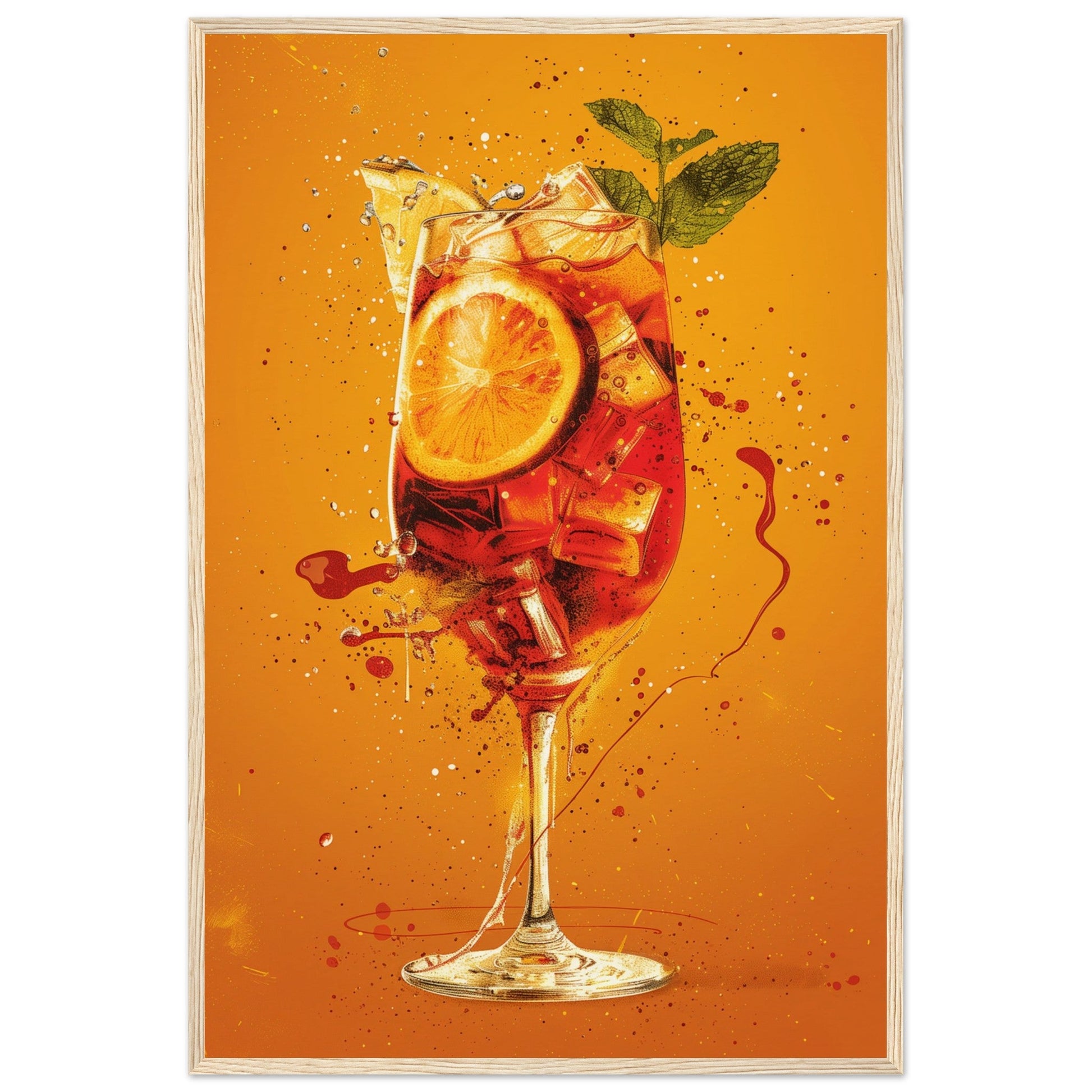 Affiche Cocktail Spritz ( 60x90-cm-Bois-clair)