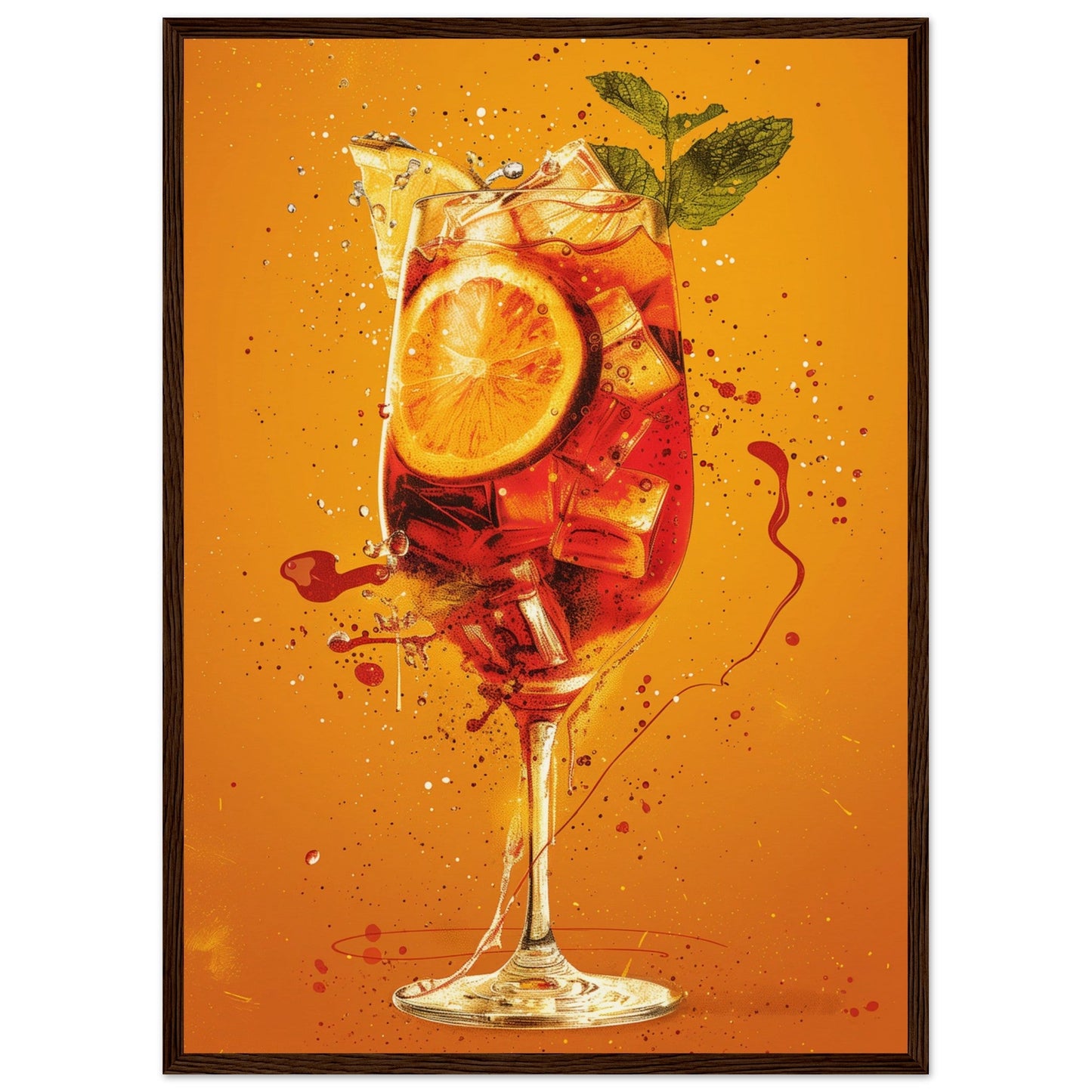 Affiche Cocktail Spritz ( 50x70-cm-Bois-foncé)