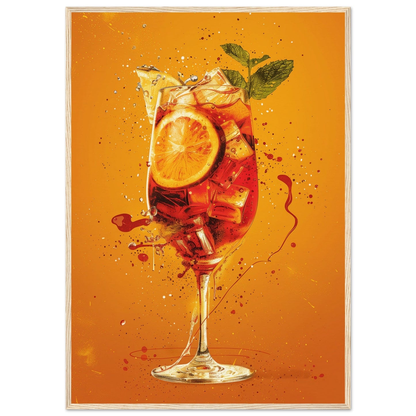 Affiche Cocktail Spritz ( 70x100-cm-Bois-clair)