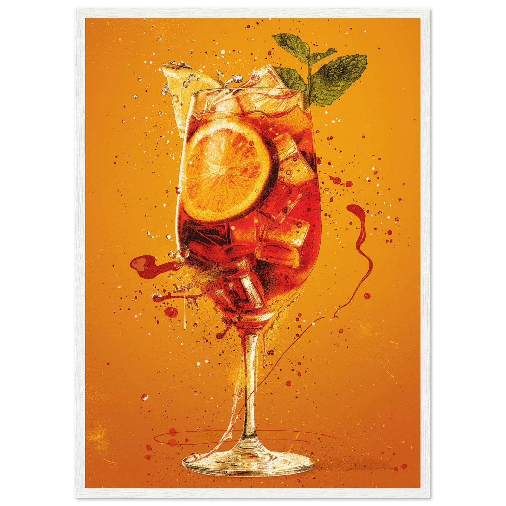 Affiche Cocktail Spritz ( 50x70-cm-Bois-blanc)