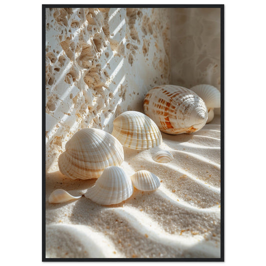 Affiche Coquillage Zen ( 70x100-cm-Bois-noir)