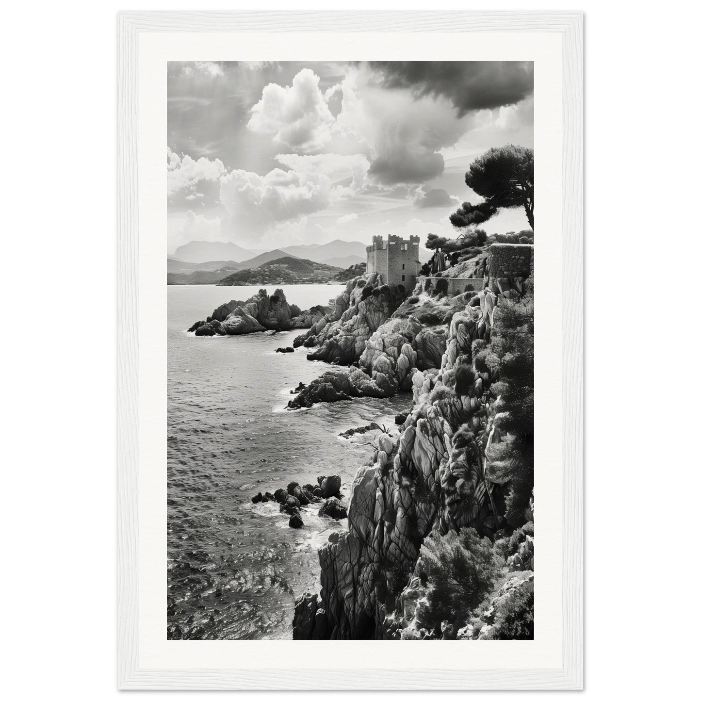 Affiche Corse Noir et Blanc ( 30x45-cm-Bois-blanc)