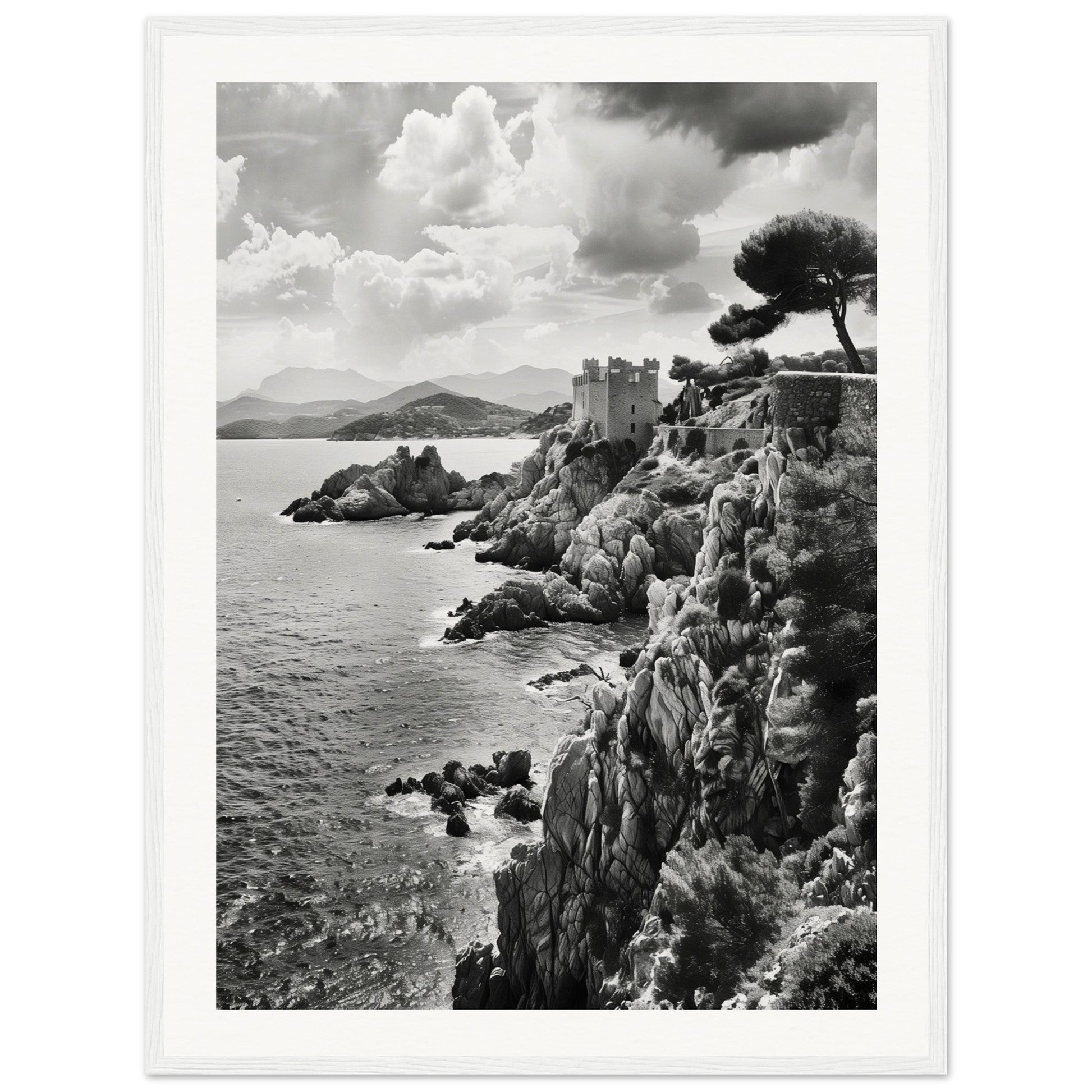 Affiche Corse Noir et Blanc ( 60x80-cm-Bois-blanc)