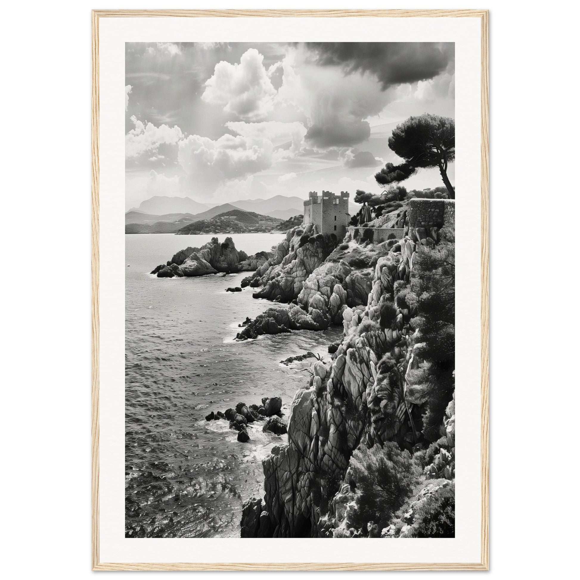 Affiche Corse Noir et Blanc ( 70x100-cm-Bois-clair)