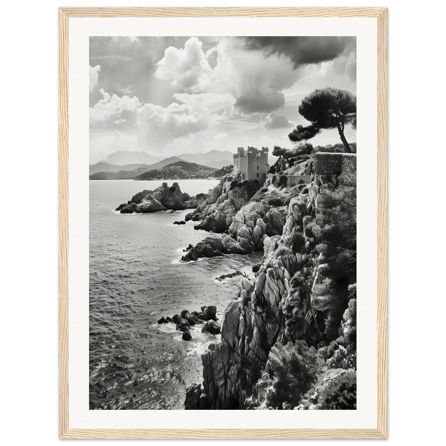 Affiche Corse Noir et Blanc ( 45x60-cm-Bois-clair)