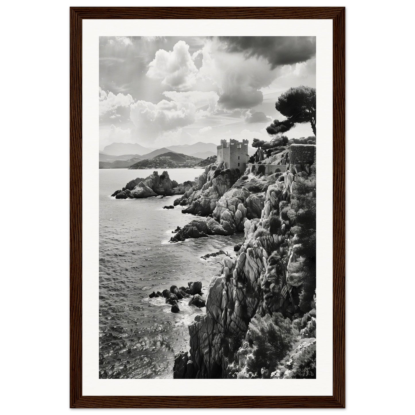 Affiche Corse Noir et Blanc ( 30x45-cm-Bois-foncé)