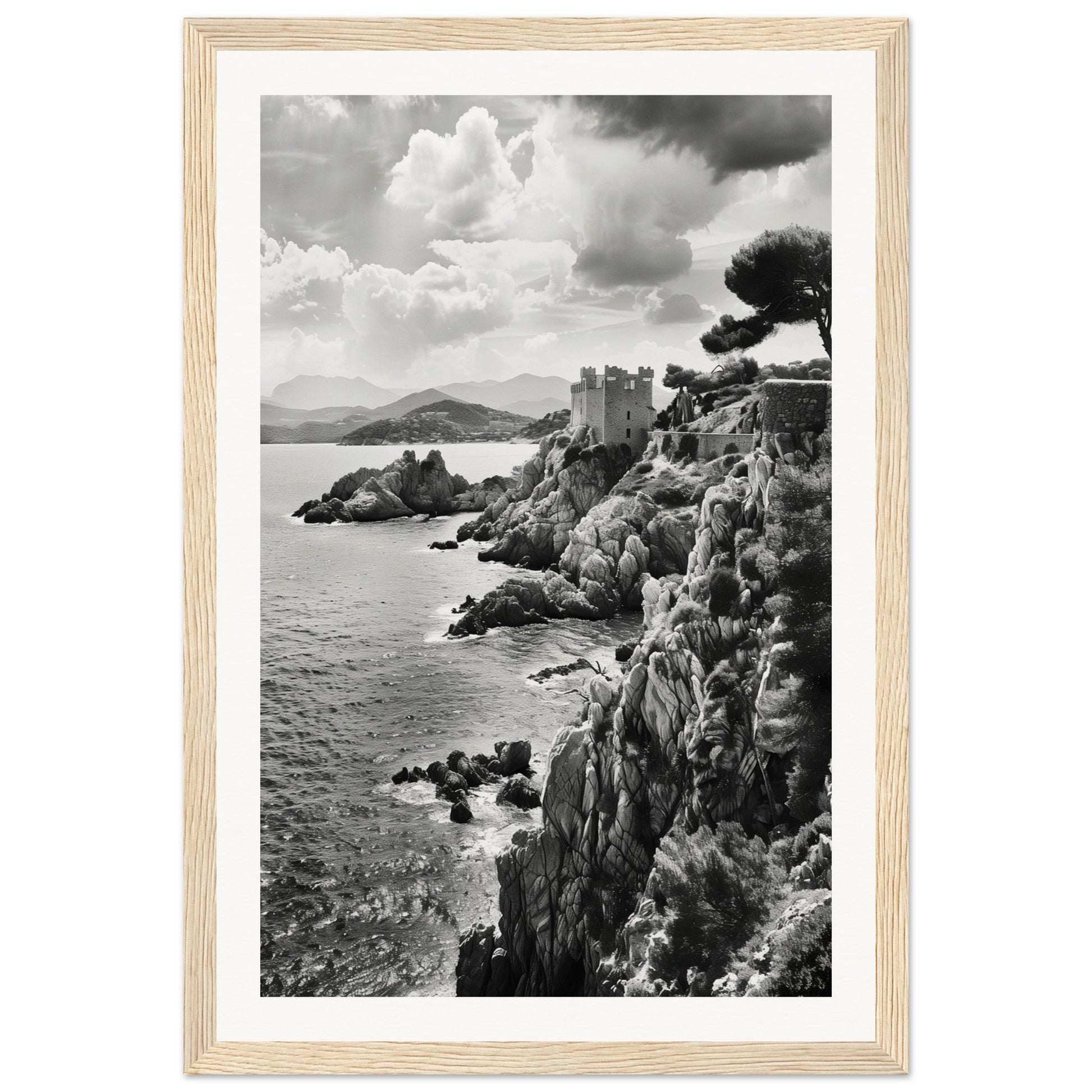 Affiche Corse Noir et Blanc ( 30x45-cm-Bois-clair)