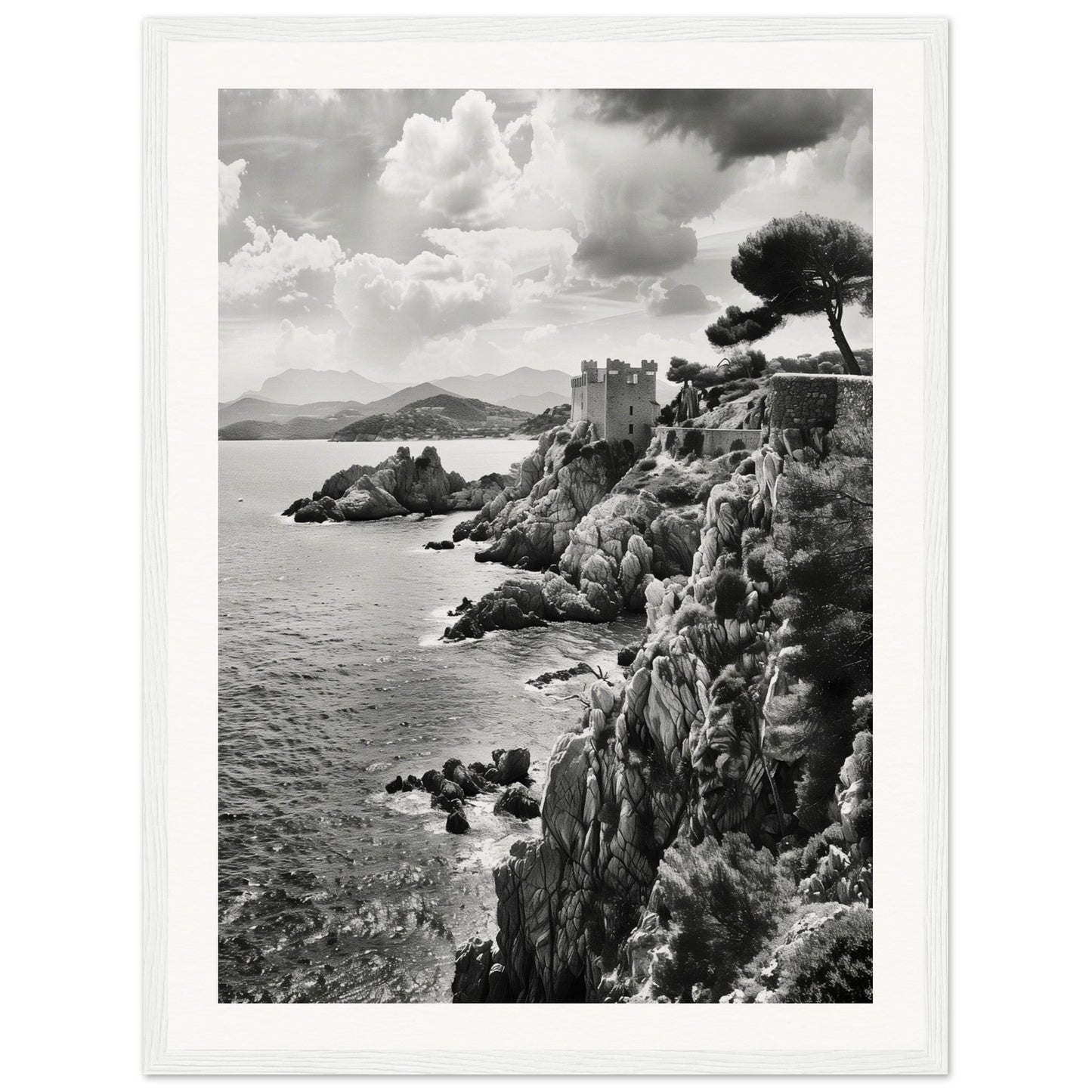 Affiche Corse Noir et Blanc ( 45x60-cm-Bois-blanc)