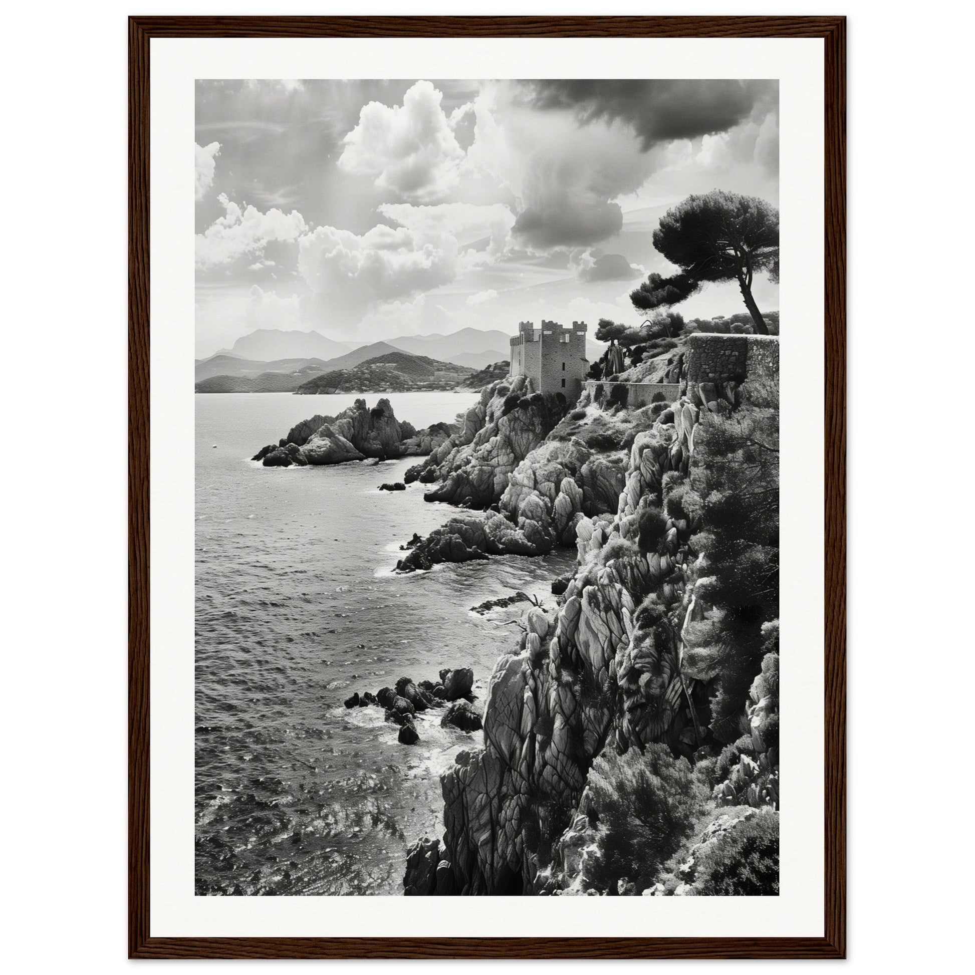 Affiche Corse Noir et Blanc ( 45x60-cm-Bois-foncé)