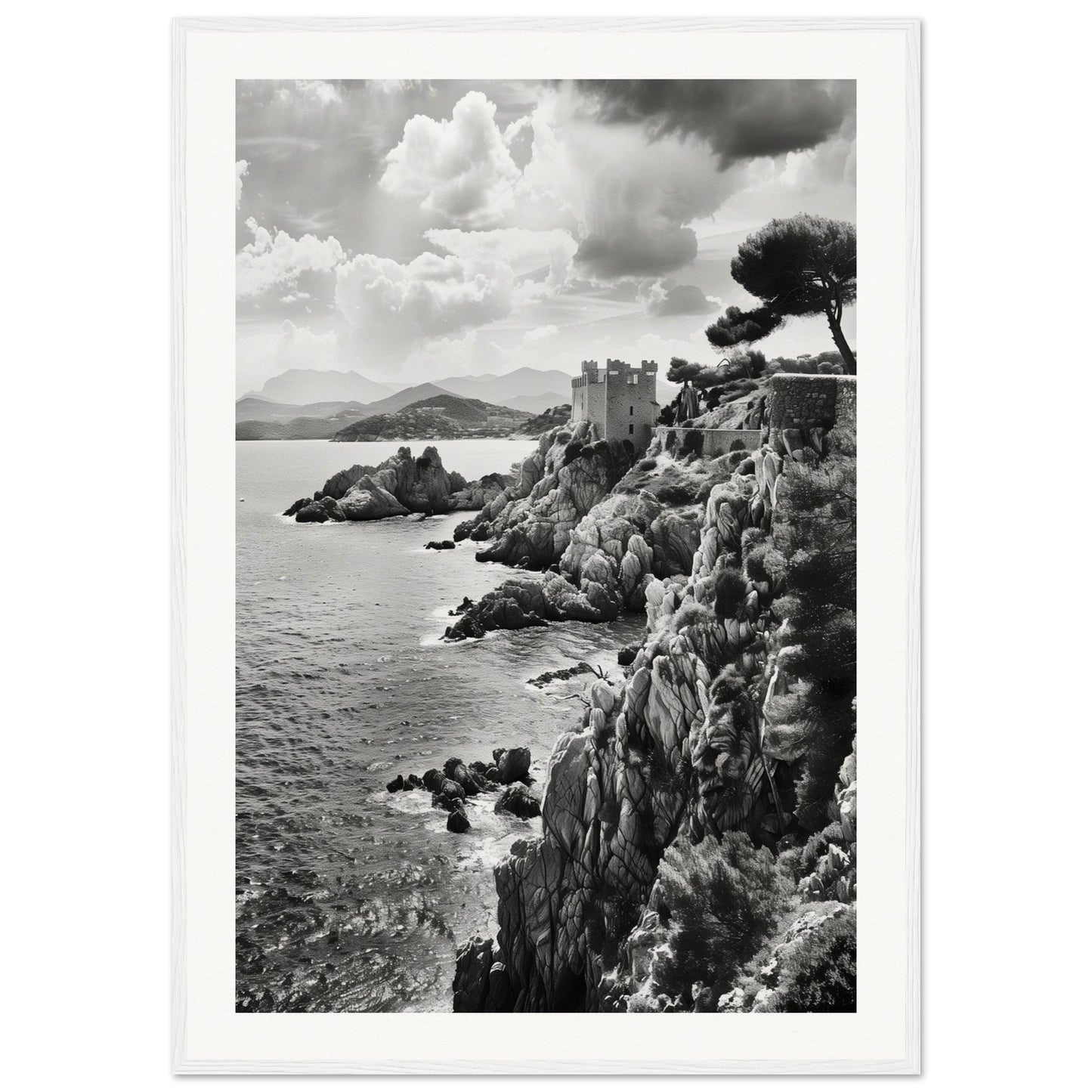 Affiche Corse Noir et Blanc ( 70x100-cm-Bois-blanc)