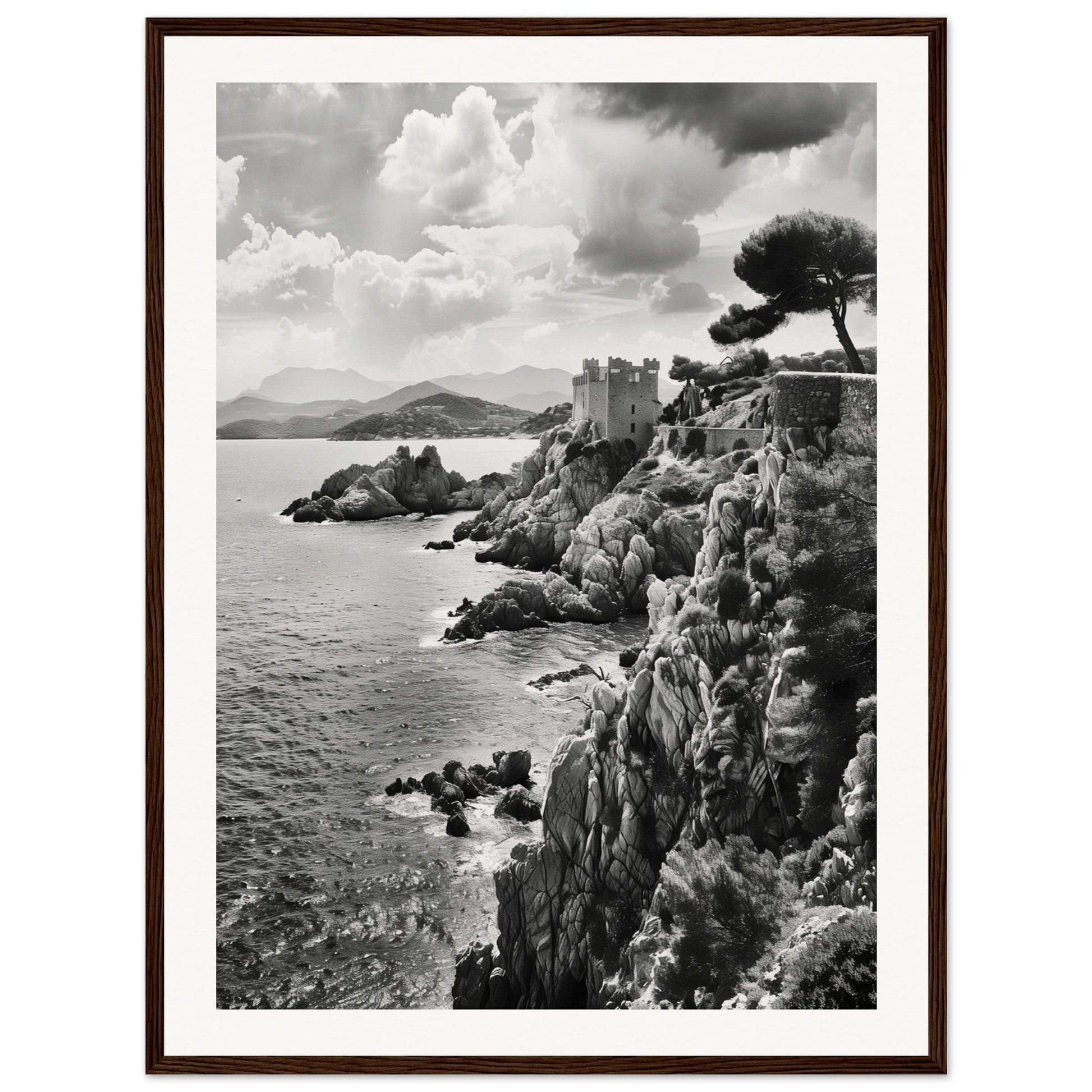 Affiche Corse Noir et Blanc ( 60x80-cm-Bois-foncé)