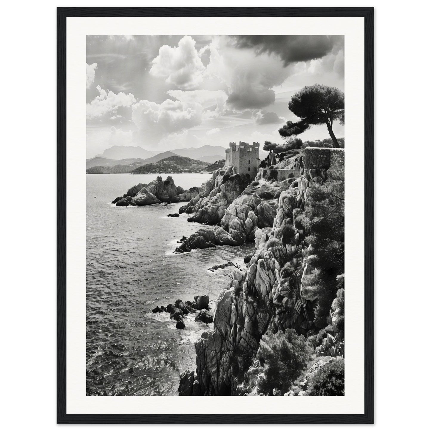 Affiche Corse Noir et Blanc ( 45x60-cm-Bois-noir)