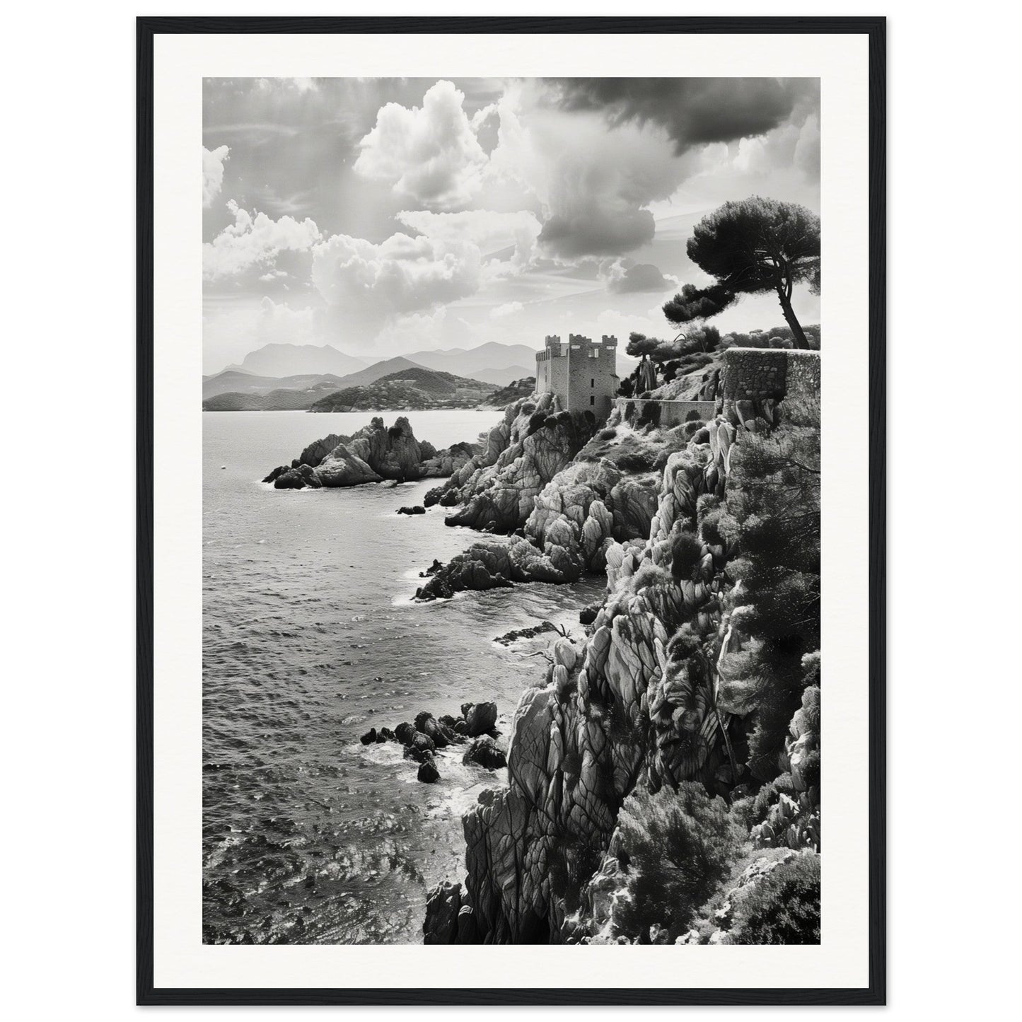 Affiche Corse Noir et Blanc ( 60x80-cm-Bois-noir)