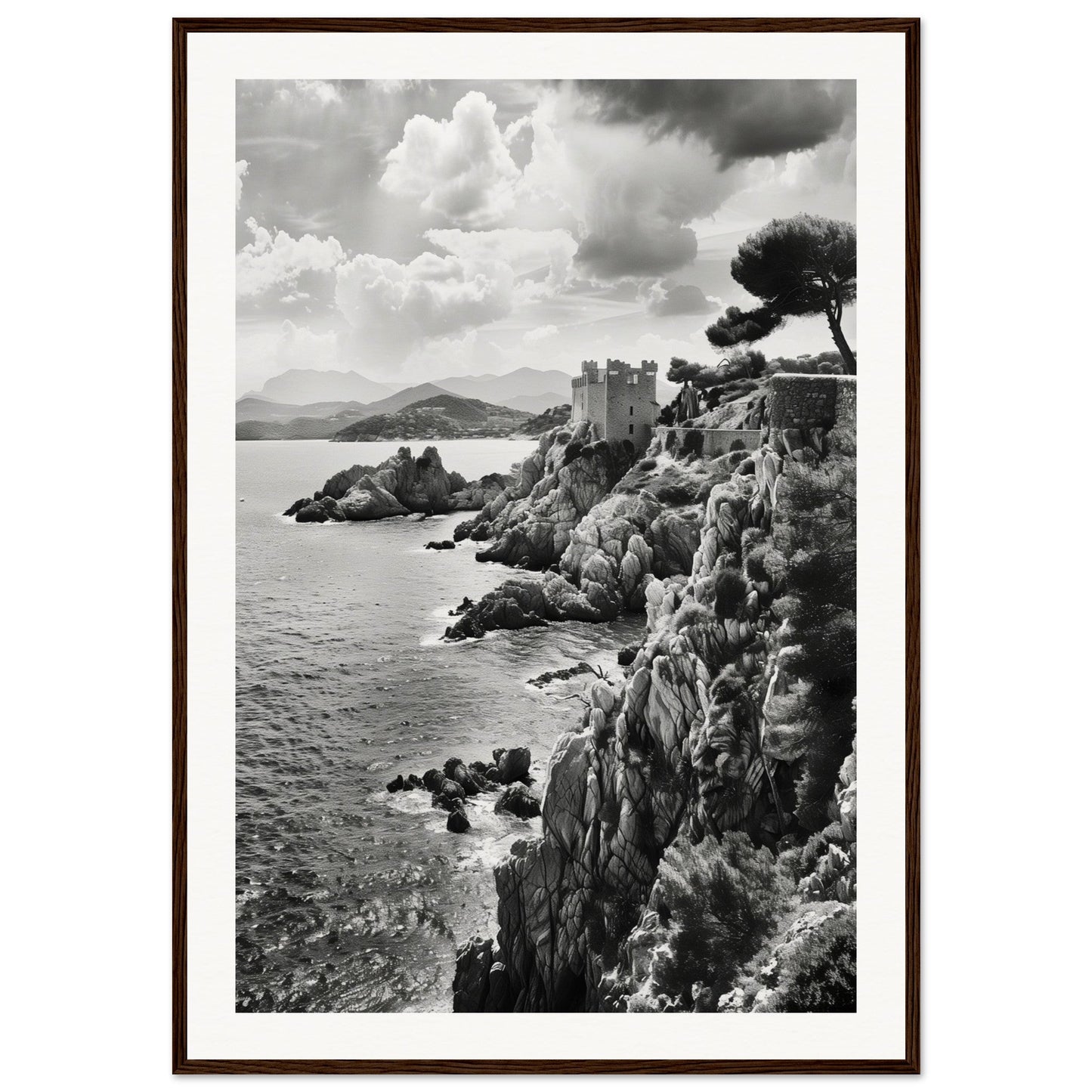 Affiche Corse Noir et Blanc ( 70x100-cm-Bois-foncé)